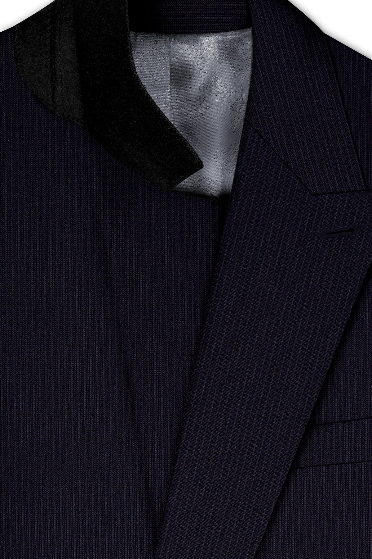 Elion-Bunker Blue Pencil Striped Wool Rich Slight Stretch Double Breasted Suit