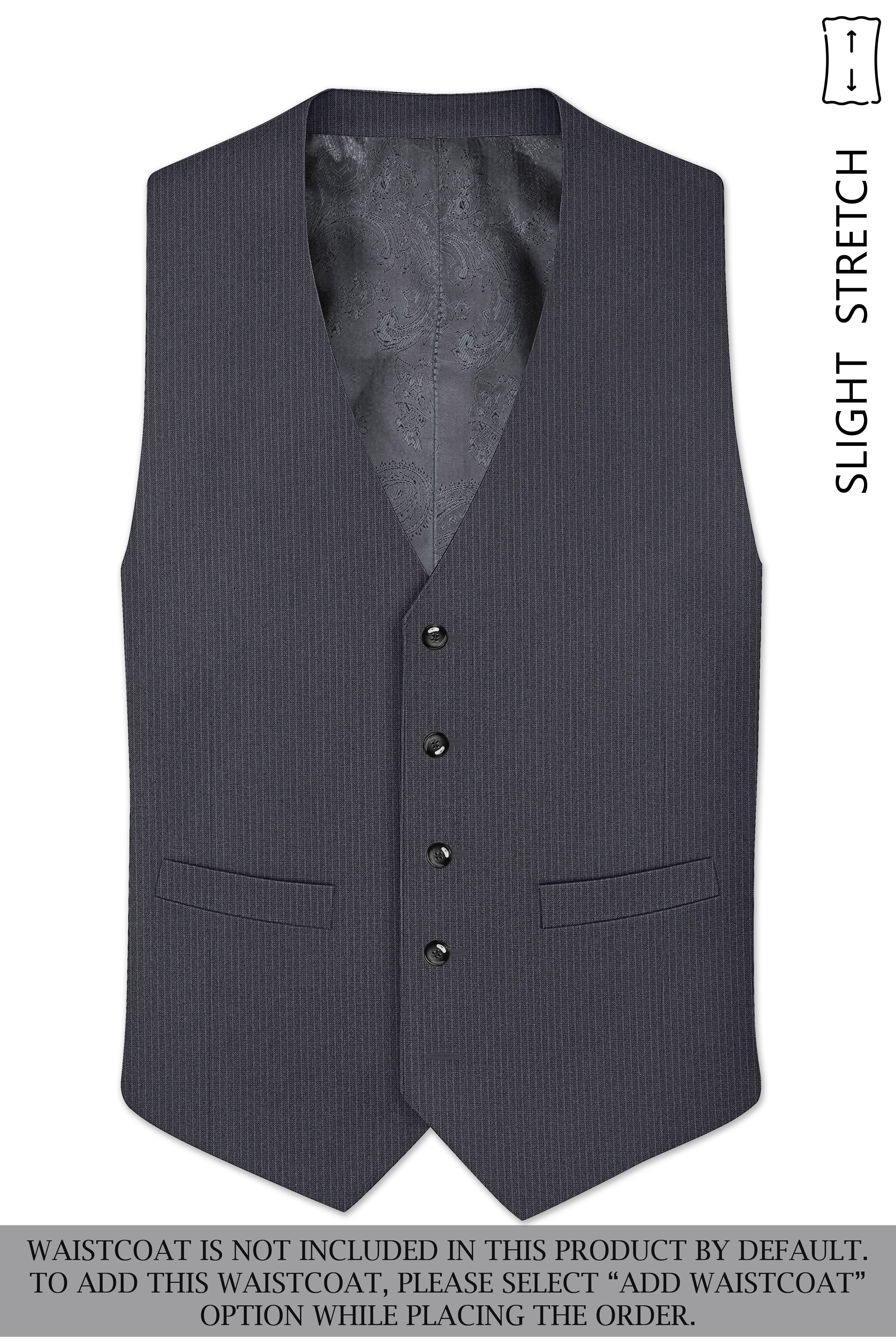 Monvex-Tuna Gray Pencil Striped Wool Rich Slight Stretch Double Breasted Suit