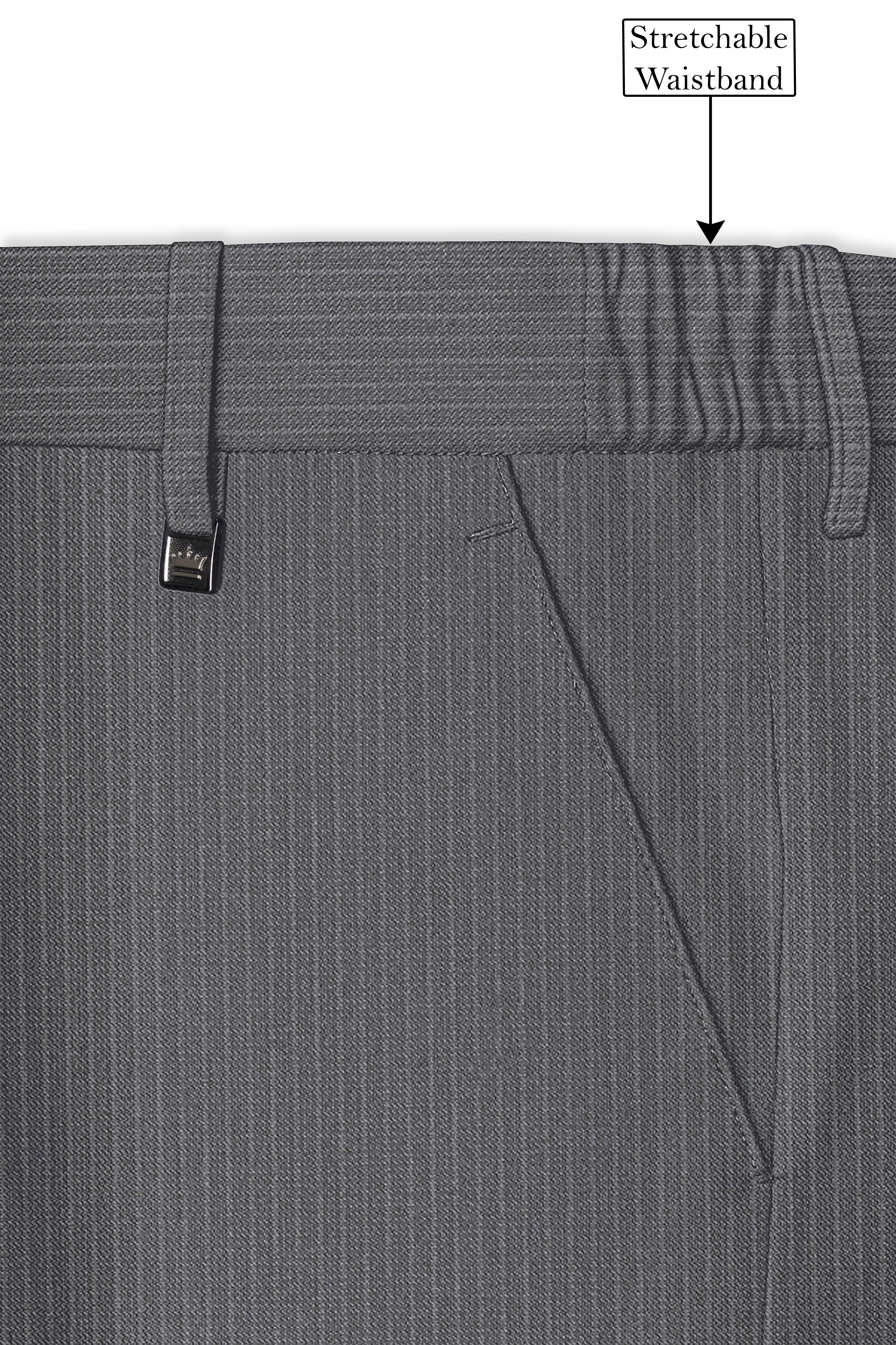 Apex-Ironside Gray Pencil Striped Wool Rich Slight Stretch Cross Placket Bandhgala Suit
