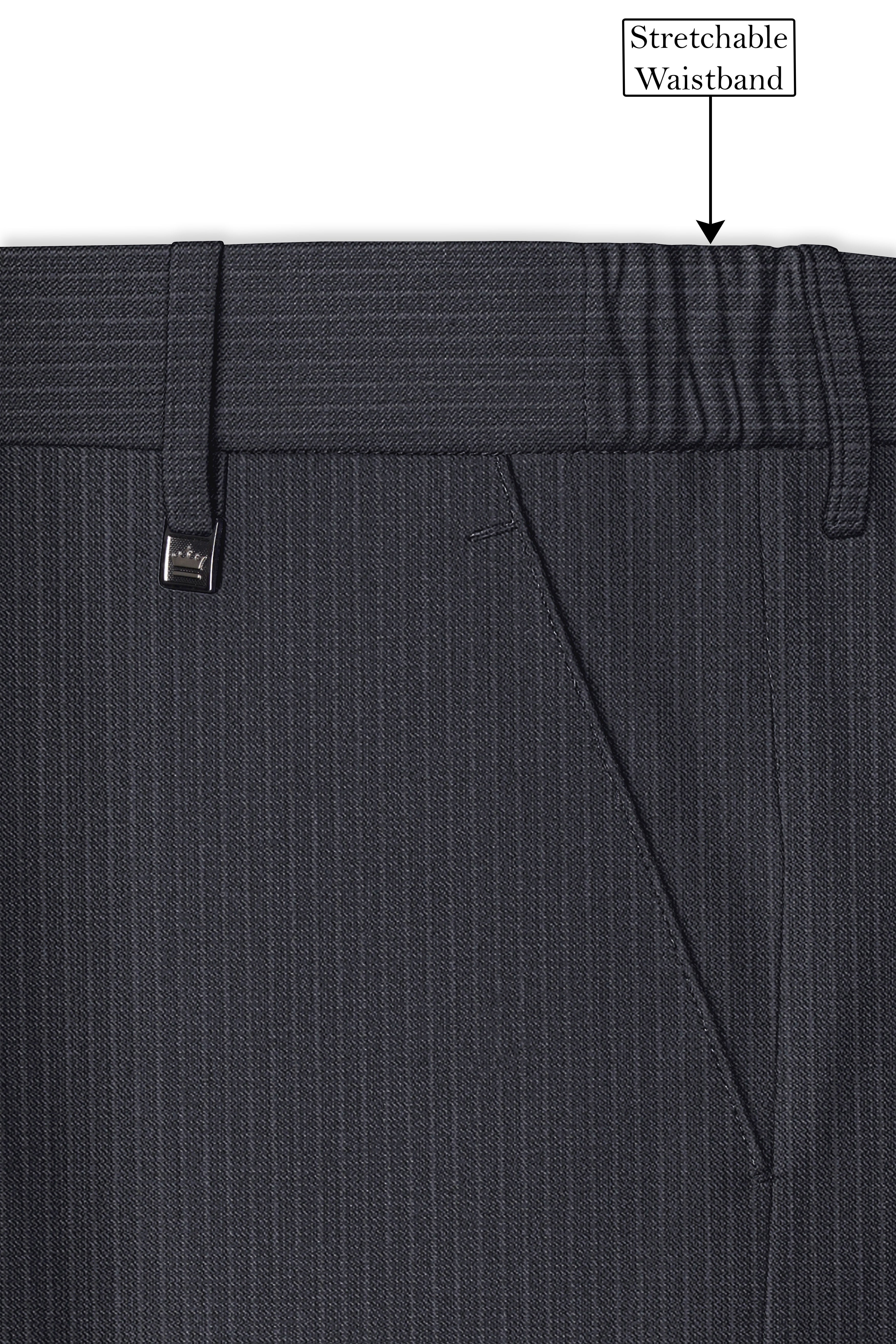 Monvex-Tuna Gray Pencil Striped Wool Rich Slight Stretch Cross Placket Bandhgala Suit