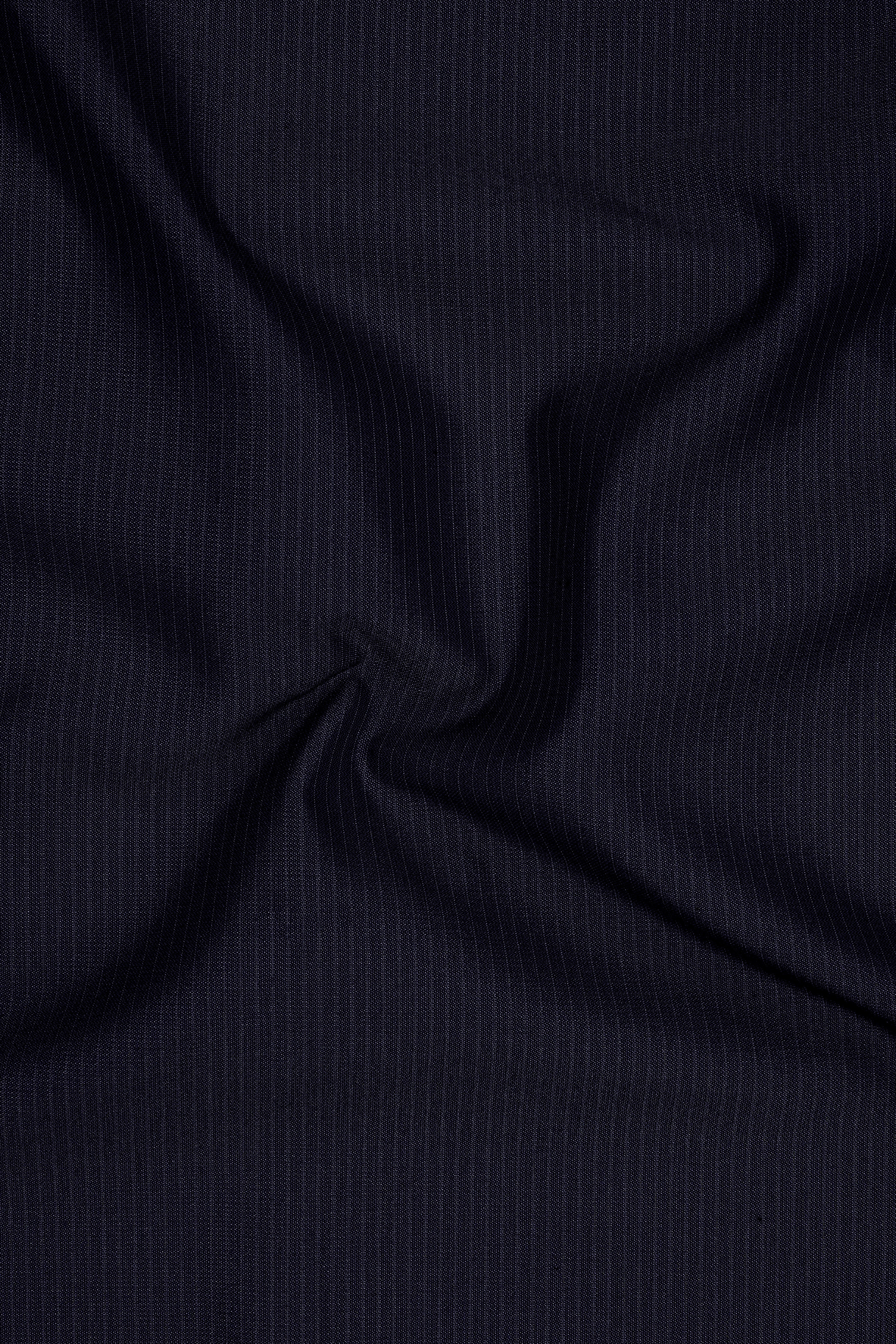 Elion-Bunker Blue Pencil Striped Wool Rich Bandhgala Slight Stretch Suit