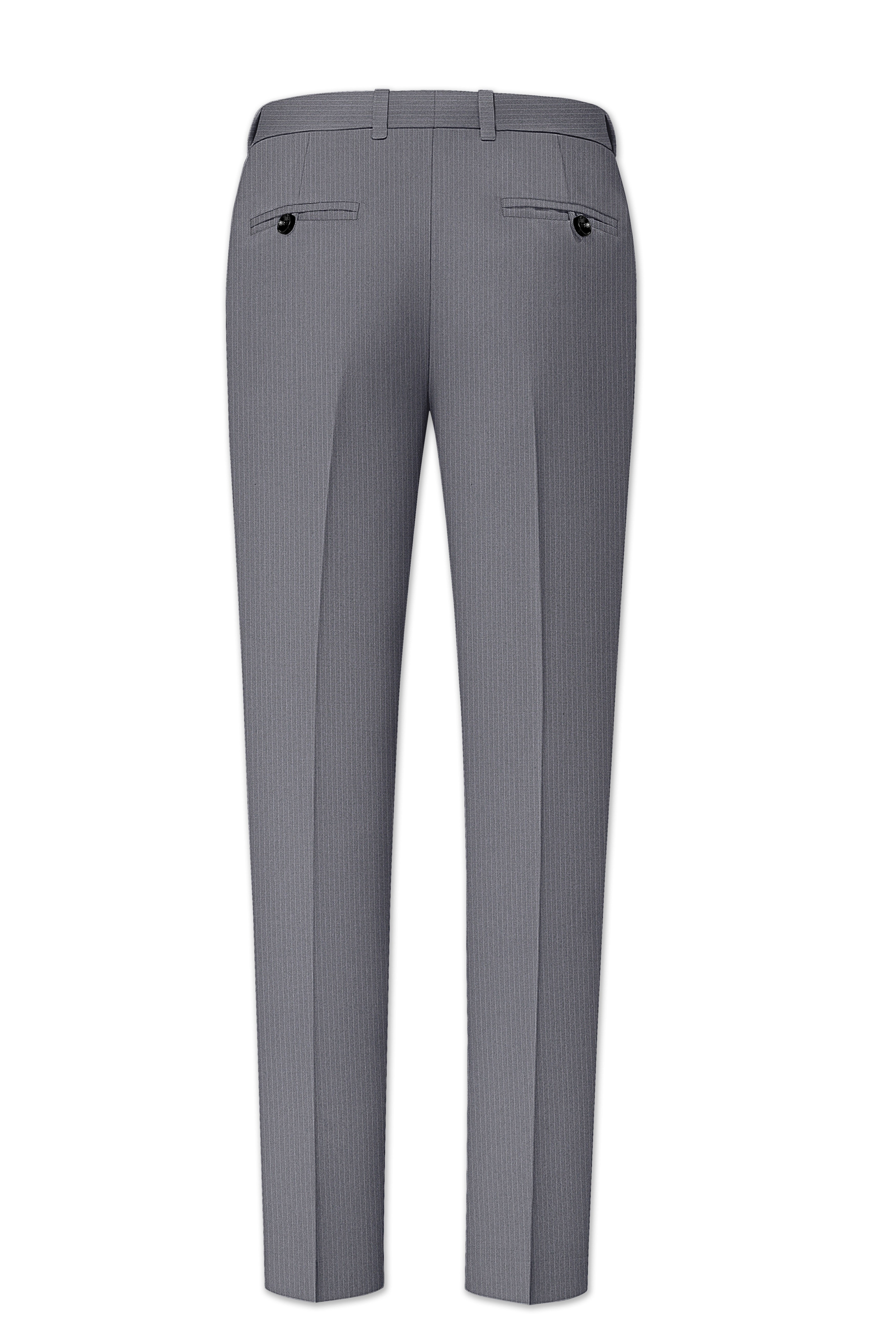 Apex-Ironside Gray Pencil Striped Wool Rich Bandhgala Slight Stretch Suit