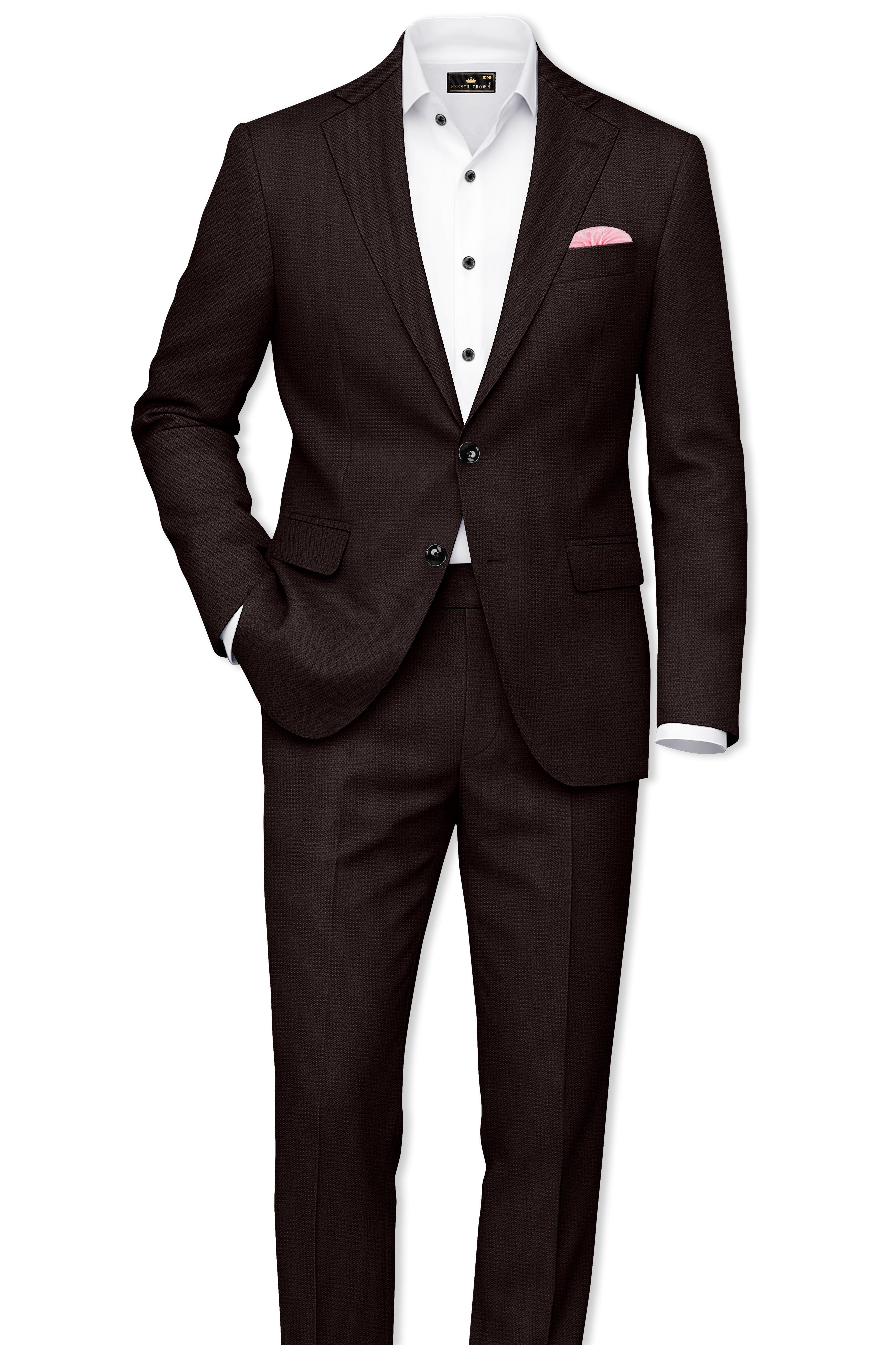 Hampton-Gondola Brown Diamond Textured Wool Rich Slight Stretch Single Breasted Suit ST5411-SB-36, ST5411-SB-38, ST5411-SB-40, ST5411-SB-42, ST5411-SB-44, ST5411-SB-46, ST5411-SB-48, ST5411-SB-50, ST5411-SB-52, ST5411-SB-54, ST5411-SB-56, ST5411-SB-58, ST5411-SB-60