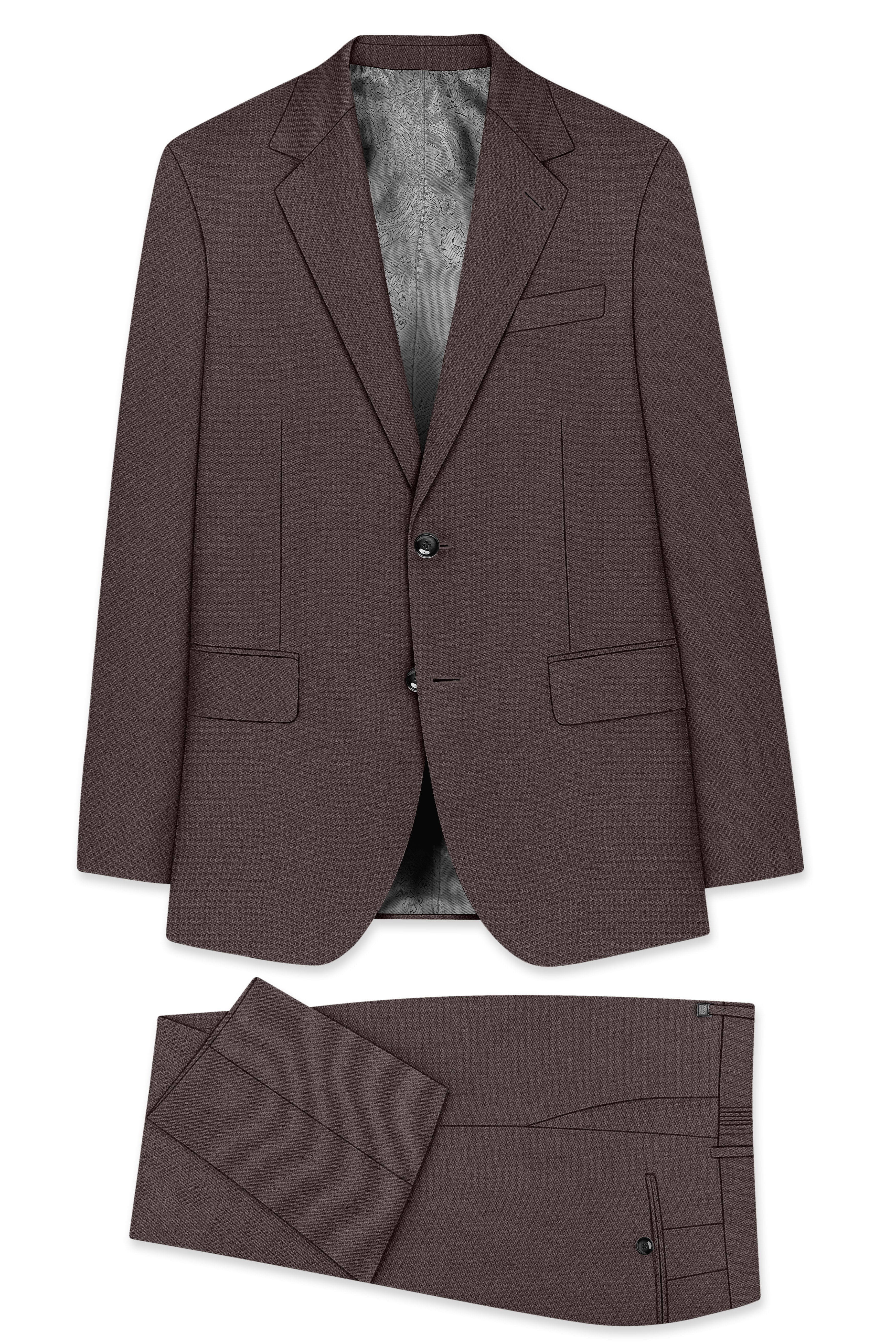 Estate-Fuscous Brown Diamond Textured Wool Rich Slight Stretch Single Breasted Suit ST5417-SB-36, ST5417-SB-38, ST5417-SB-40, ST5417-SB-42, ST5417-SB-44, ST5417-SB-46, ST5417-SB-48, ST5417-SB-50, ST5417-SB-52, ST5417-SB-54, ST5417-SB-56, ST5417-SB-58, ST5417-SB-60