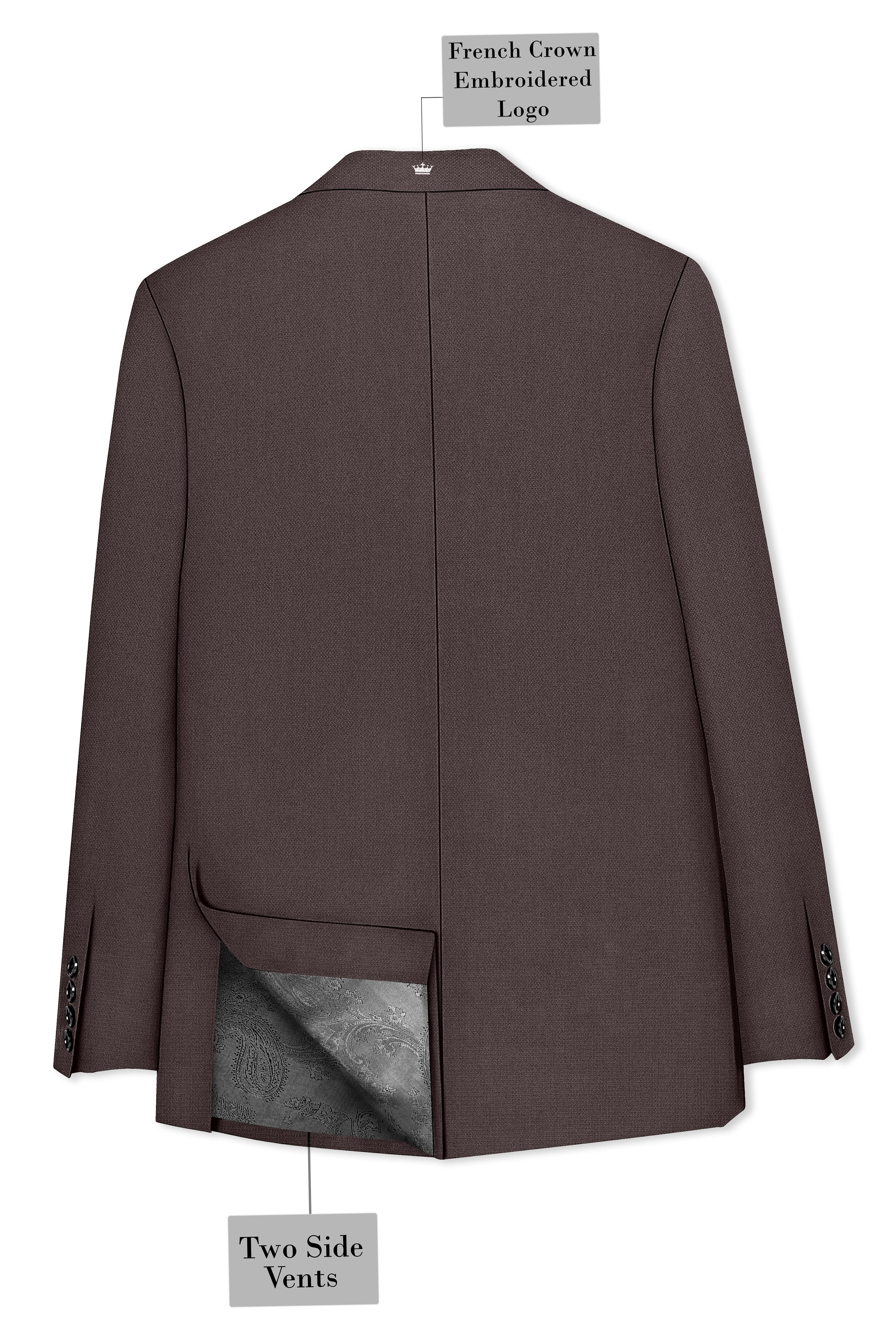 Estate-Fuscous Brown Diamond Textured Wool Rich Slight Stretch Single Breasted Suit ST5417-SB-36, ST5417-SB-38, ST5417-SB-40, ST5417-SB-42, ST5417-SB-44, ST5417-SB-46, ST5417-SB-48, ST5417-SB-50, ST5417-SB-52, ST5417-SB-54, ST5417-SB-56, ST5417-SB-58, ST5417-SB-60