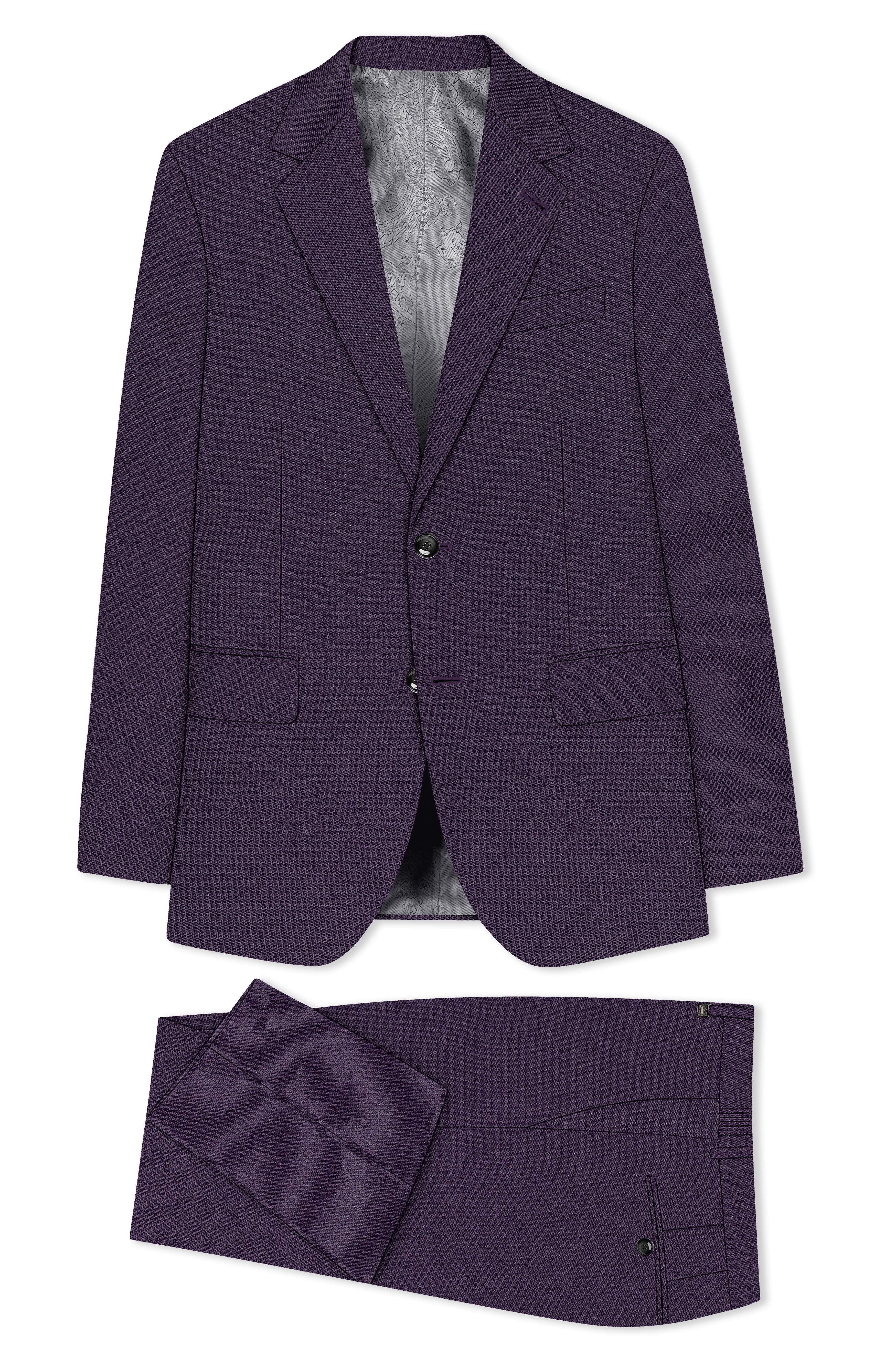 Opulent-Bastille Purple Diamond Textured Wool Rich Slight Stretch Single Breasted Suit ST5419-SB-36, ST5419-SB-38, ST5419-SB-40, ST5419-SB-42, ST5419-SB-44, ST5419-SB-46, ST5419-SB-48, ST5419-SB-50, ST5419-SB-52, ST5419-SB-54, ST5419-SB-56, ST5419-SB-58, ST5419-SB-60