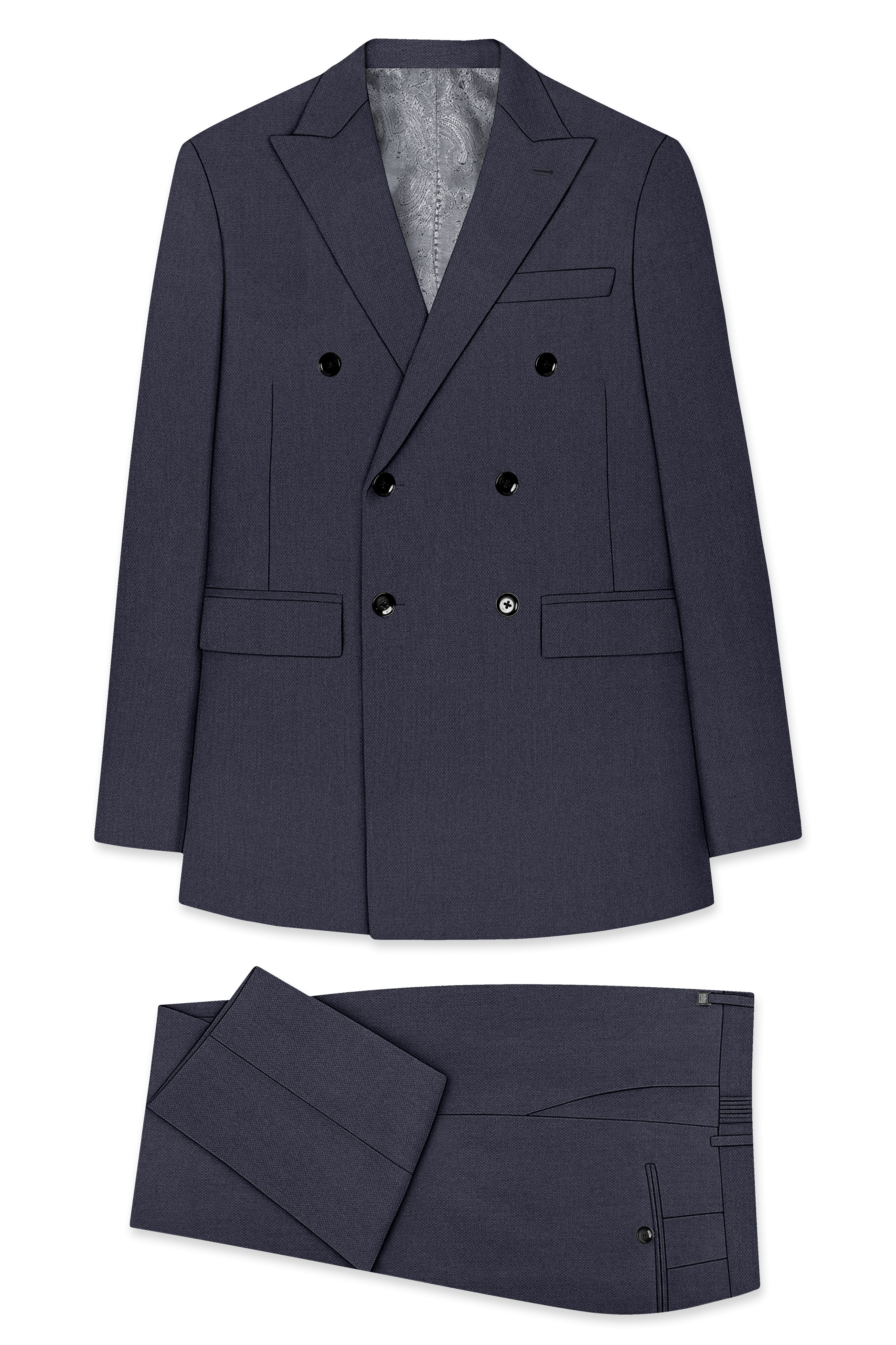 Obsidian-Paynes Gray Diamond Textured Wool Rich Slight Stretch Double Breasted Suit ST5421-DB-36, ST5421-DB-38, ST5421-DB-40, ST5421-DB-42, ST5421-DB-44, ST5421-DB-46, ST5421-DB-48, ST5421-DB-50, ST5421-DB-52, ST5421-DB-54, ST5421-DB-56, ST5421-DB-58, ST5421-DB-60