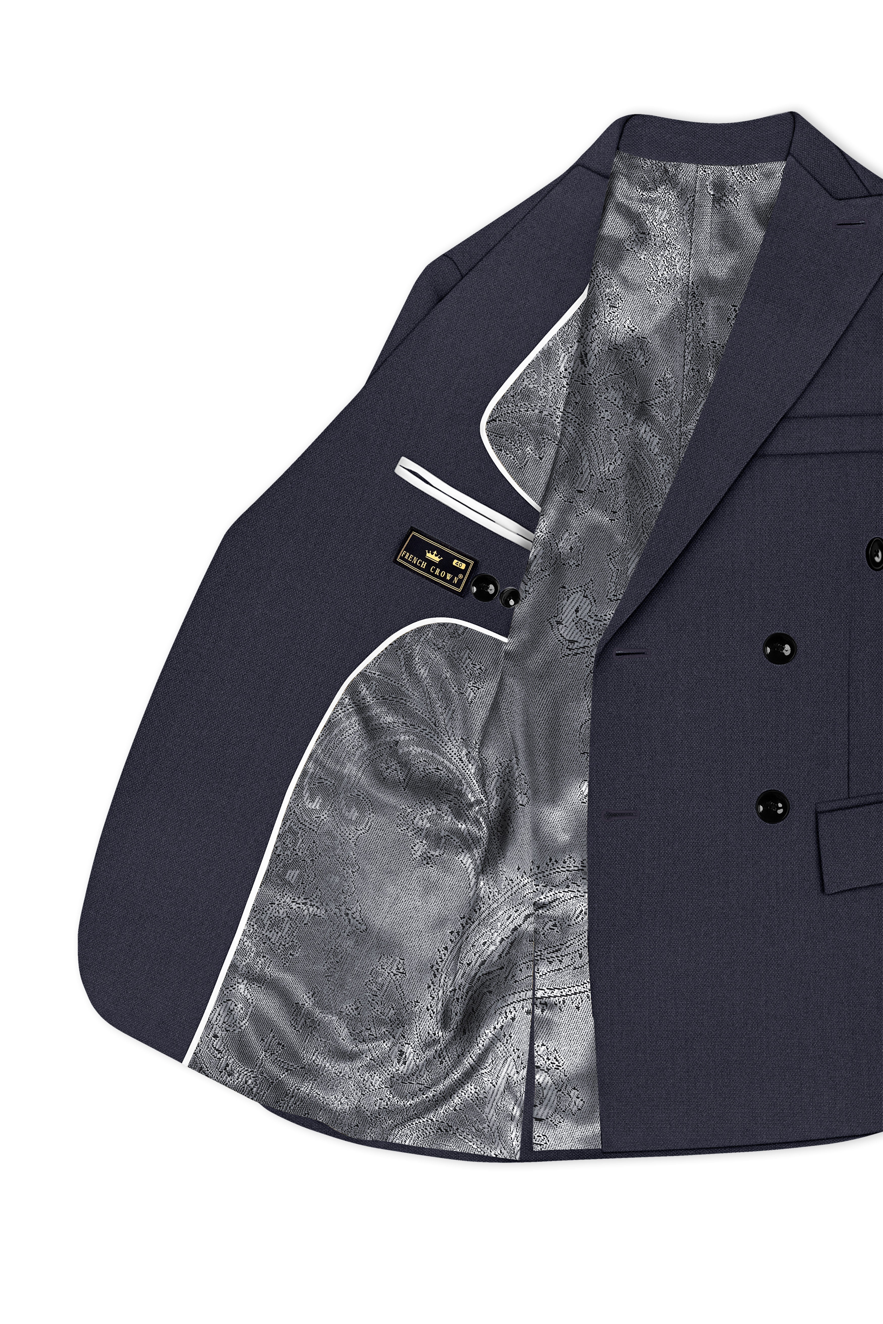 Obsidian-Paynes Gray Diamond Textured Wool Rich Slight Stretch Double Breasted Suit ST5421-DB-36, ST5421-DB-38, ST5421-DB-40, ST5421-DB-42, ST5421-DB-44, ST5421-DB-46, ST5421-DB-48, ST5421-DB-50, ST5421-DB-52, ST5421-DB-54, ST5421-DB-56, ST5421-DB-58, ST5421-DB-60
