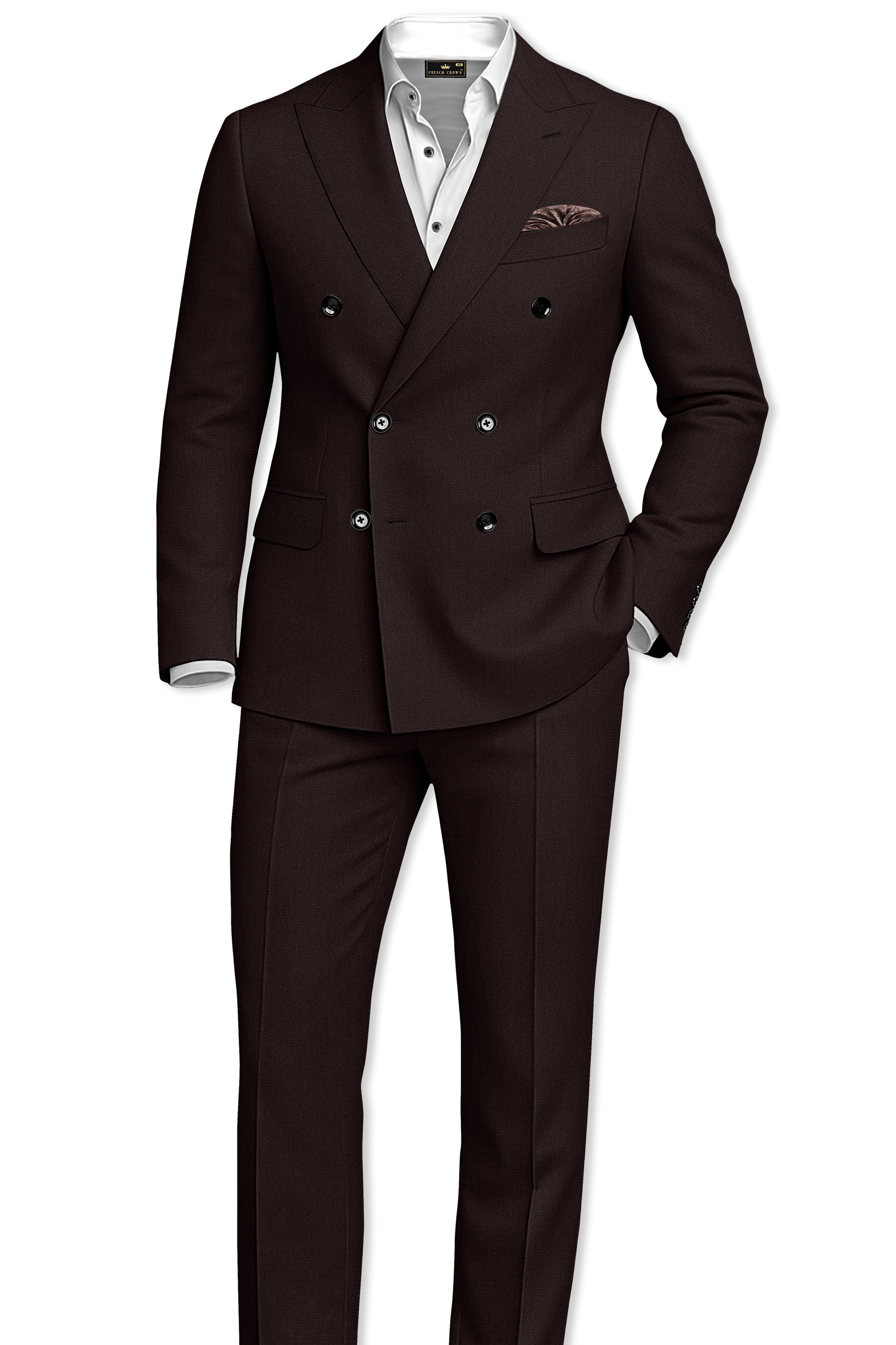 Hampton-Gondola Brown Diamond Textured Wool Rich Slight Double Single Breasted Suit ST5422-DB-36, ST5422-DB-38, ST5422-DB-40, ST5422-DB-42, ST5422-DB-44, ST5422-DB-46, ST5422-DB-48, ST5422-DB-50, ST5422-DB-52, ST5422-DB-54, ST5422-DB-56, ST5422-DB-58, ST5422-DB-60
