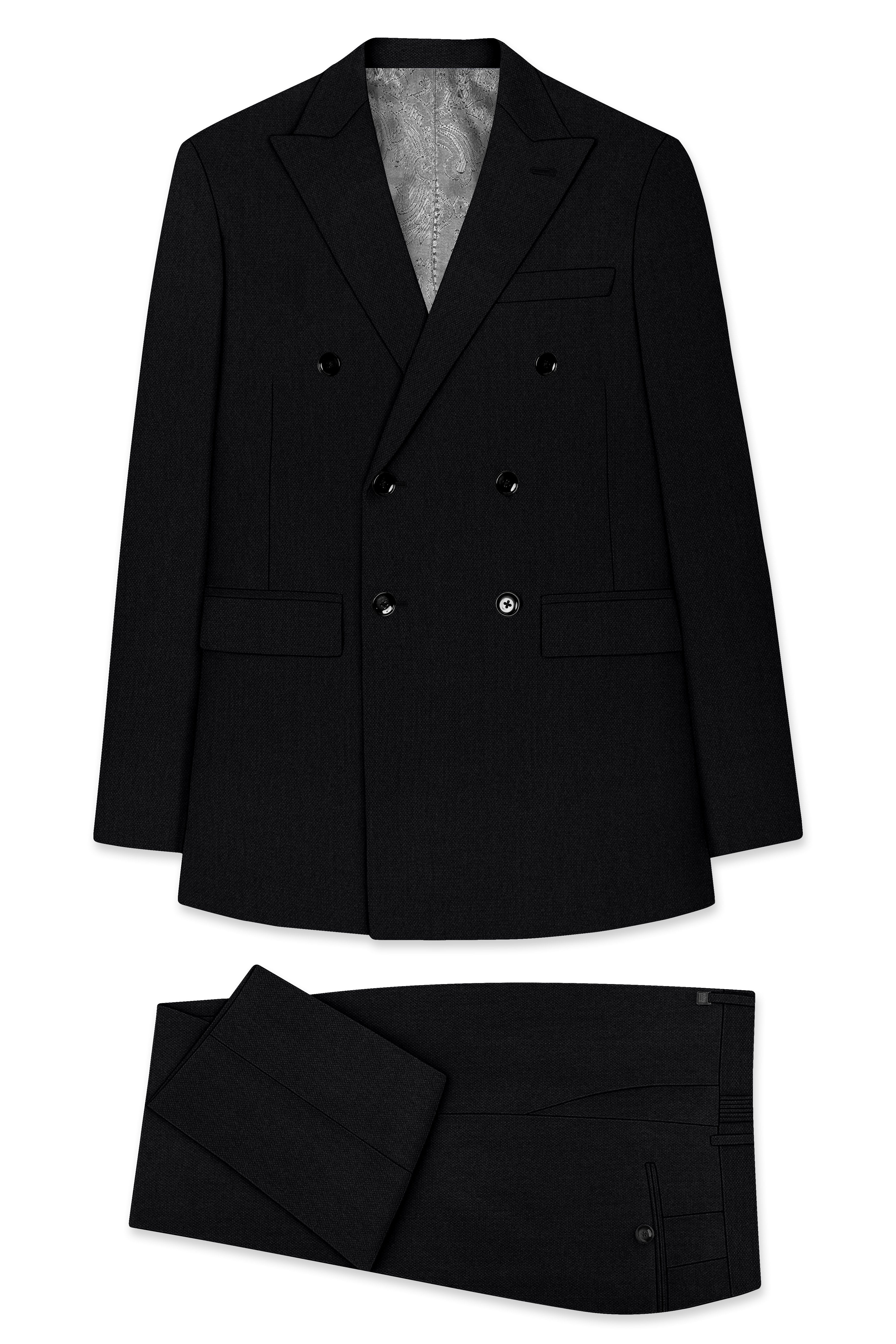 Regal-Jade Black Diamond Textured Wool Rich Slight Stretch Double Breasted Suit ST5426-DB-36, ST5426-DB-38, ST5426-DB-40, ST5426-DB-42, ST5426-DB-44, ST5426-DB-46, ST5426-DB-48, ST5426-DB-50, ST5426-DB-52, ST5426-DB-54, ST5426-DB-56, ST5426-DB-58, ST5426-DB-60