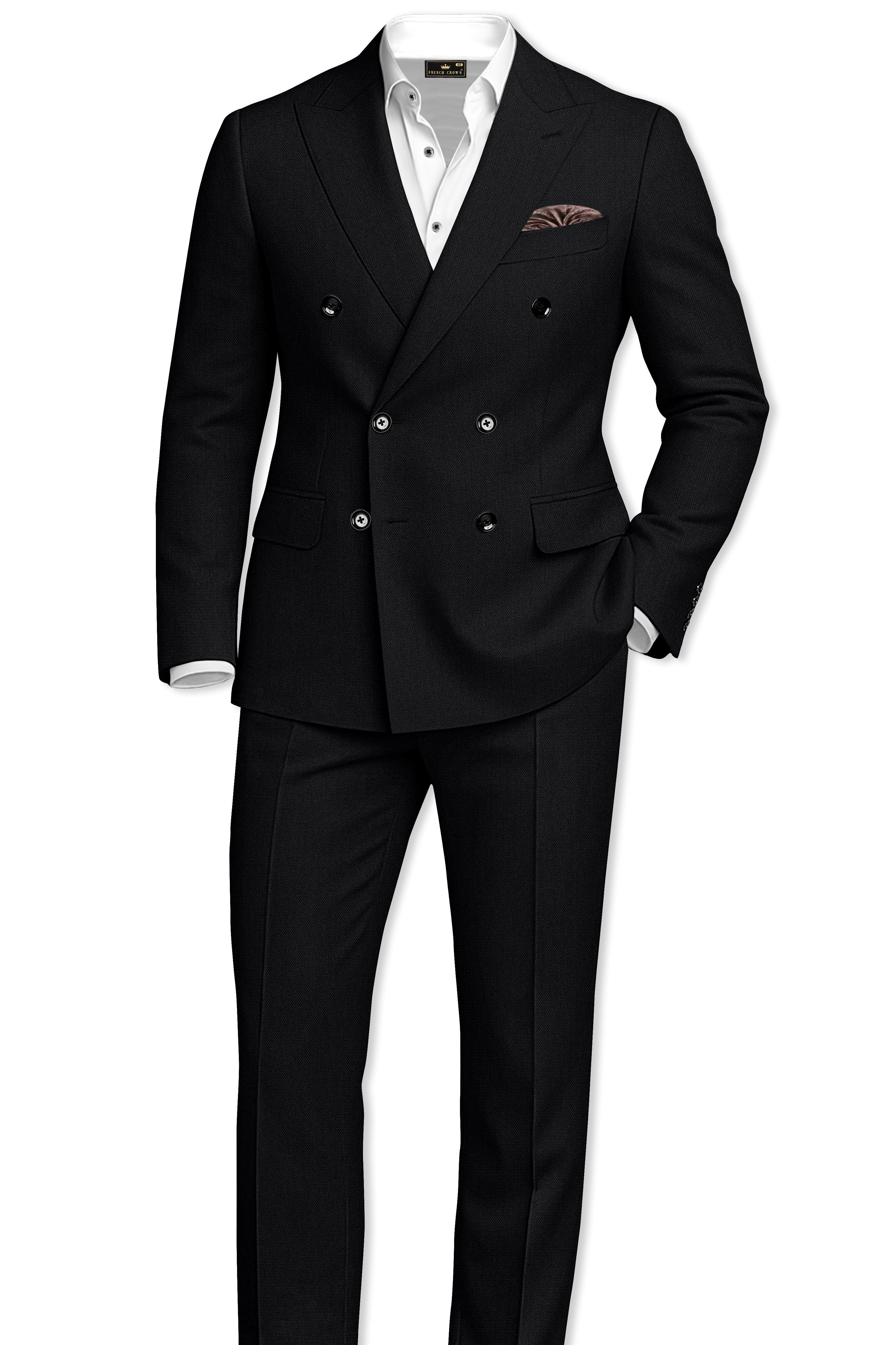 Regal-Jade Black Diamond Textured Wool Rich Slight Stretch Double Breasted Suit ST5426-DB-36, ST5426-DB-38, ST5426-DB-40, ST5426-DB-42, ST5426-DB-44, ST5426-DB-46, ST5426-DB-48, ST5426-DB-50, ST5426-DB-52, ST5426-DB-54, ST5426-DB-56, ST5426-DB-58, ST5426-DB-60