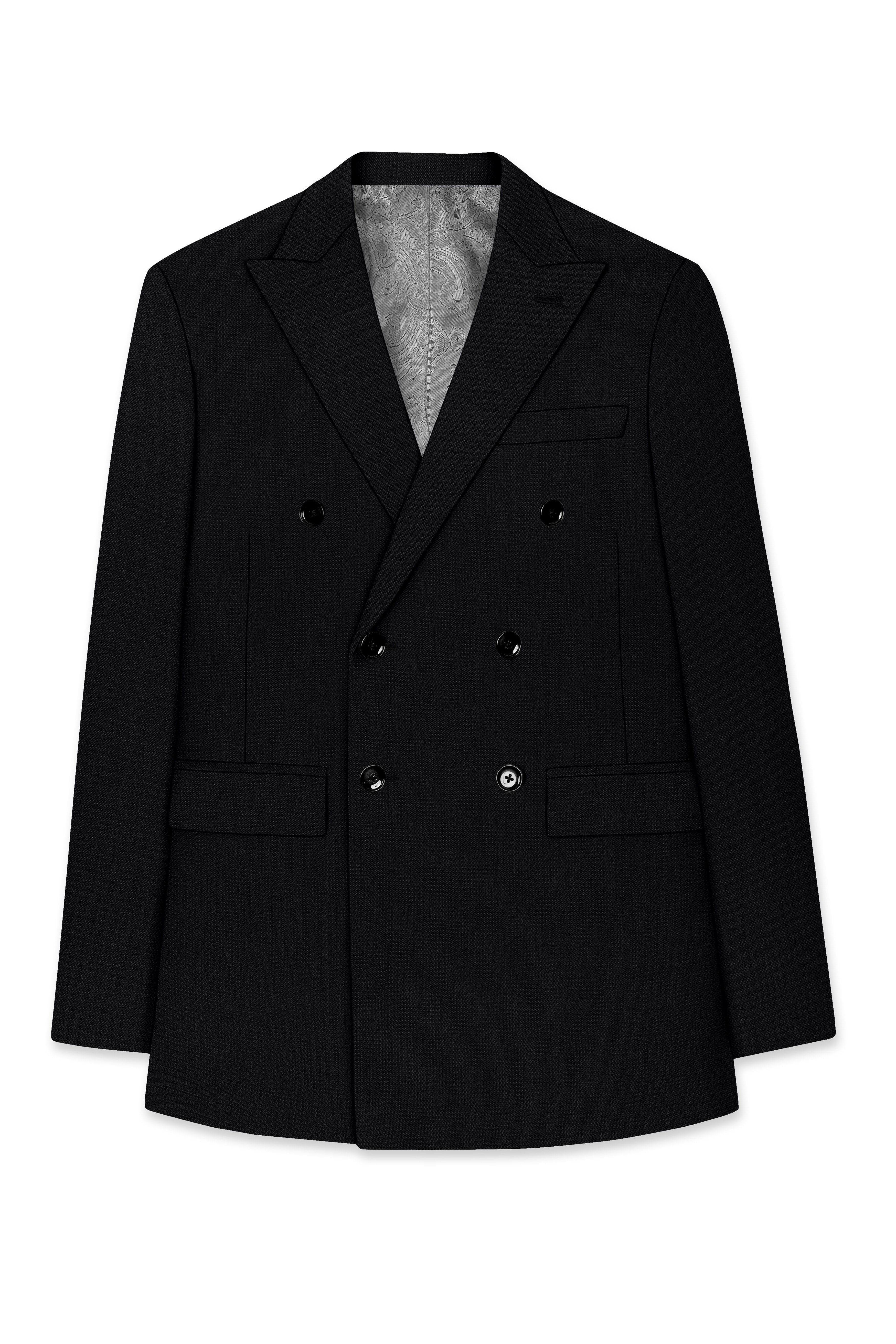 Regal-Jade Black Diamond Textured Wool Rich Slight Stretch Double Breasted Suit ST5426-DB-36, ST5426-DB-38, ST5426-DB-40, ST5426-DB-42, ST5426-DB-44, ST5426-DB-46, ST5426-DB-48, ST5426-DB-50, ST5426-DB-52, ST5426-DB-54, ST5426-DB-56, ST5426-DB-58, ST5426-DB-60