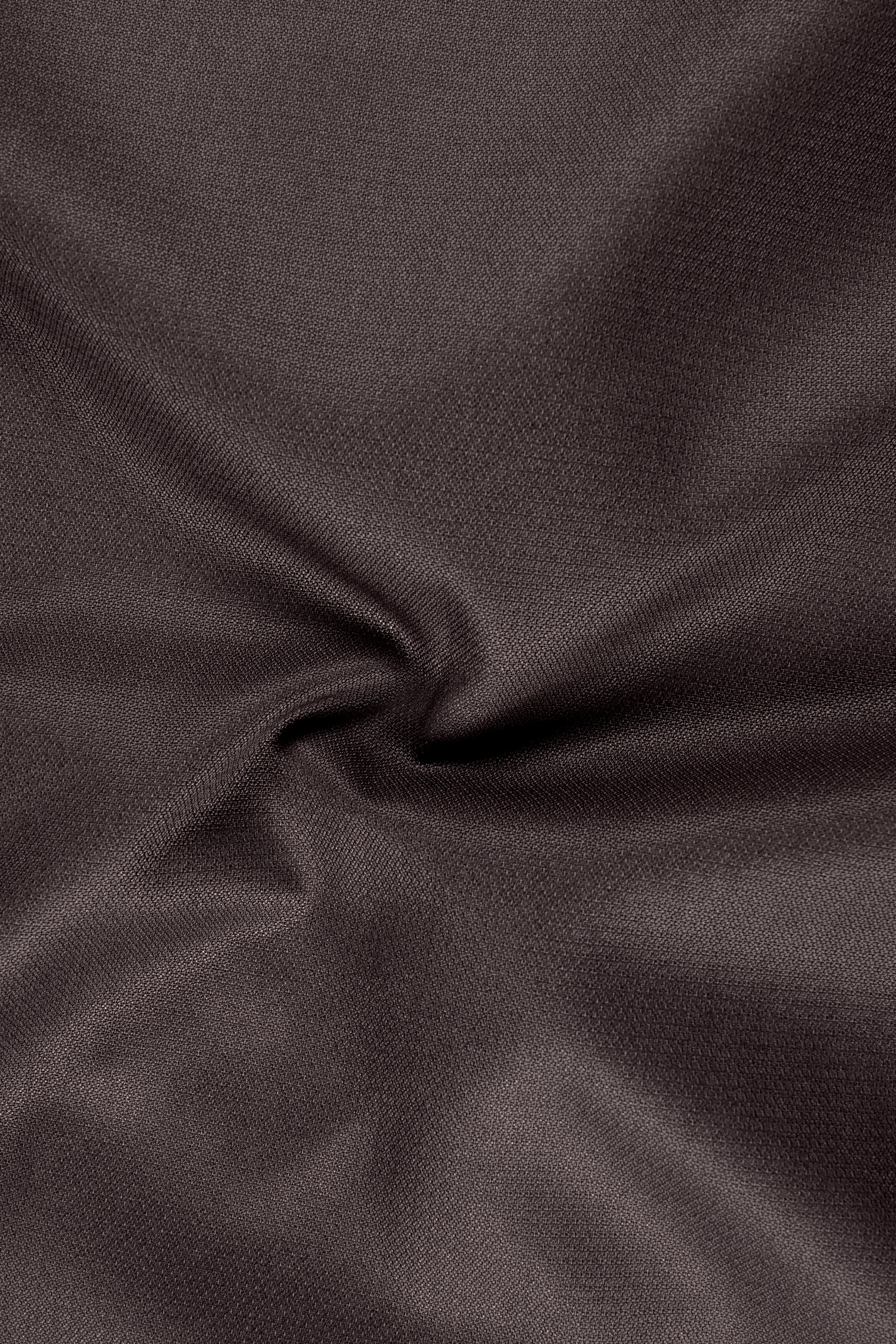 Estate-Fuscous Brown Diamond Textured Wool Rich Slight Stretch Double Breasted Suit