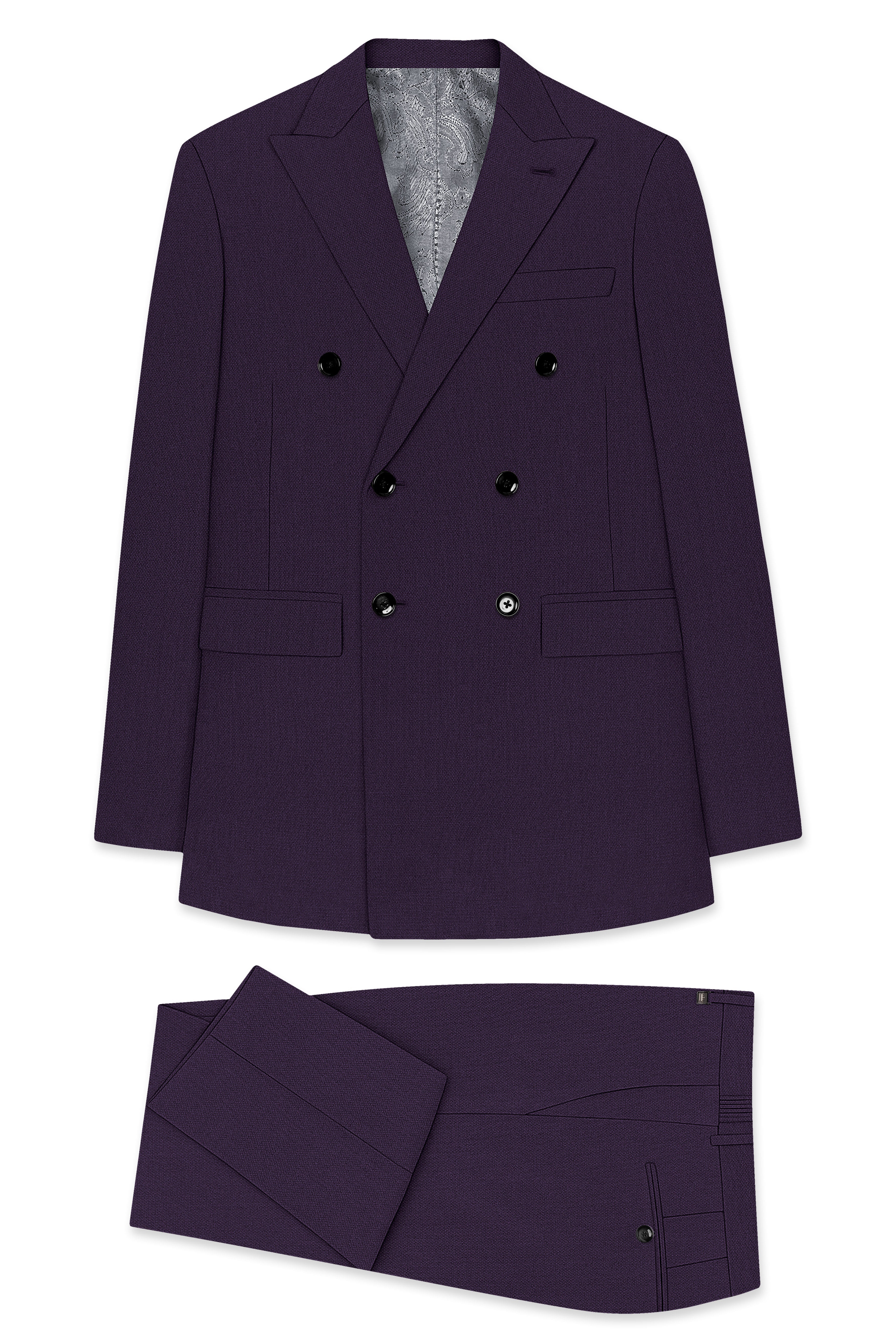 Opulent-Bastille Purple Diamond Textured Wool Rich Slight Stretch Double Breasted Suit ST5430-DB-36, ST5430-DB-38, ST5430-DB-40, ST5430-DB-42, ST5430-DB-44, ST5430-DB-46, ST5430-DB-48, ST5430-DB-50, ST5430-DB-52, ST5430-DB-54, ST5430-DB-56, ST5430-DB-58, ST5430-DB-60