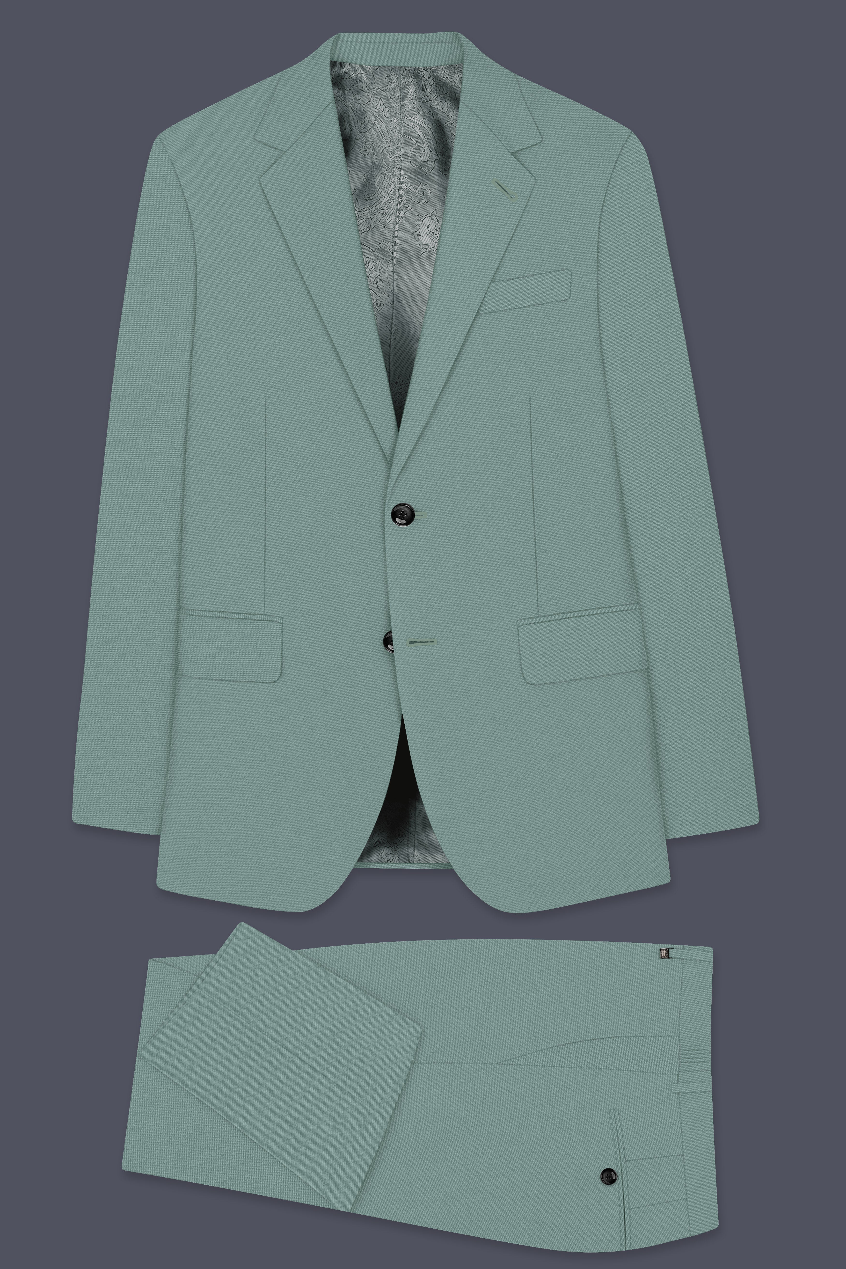 Verde-Korean Spanish Green 4-Way Stretch Wrinkle-Free Wool Rich Single Breasted Suit ST5432-SB-36, ST5432-SB-38, ST5432-SB-40, ST5432-SB-42, ST5432-SB-44, ST5432-SB-46, ST5432-SB-48, ST5432-SB-50, ST5432-SB-52, ST5432-SB-54, ST5432-SB-56, ST5432-SB-58, ST5432-SB-60