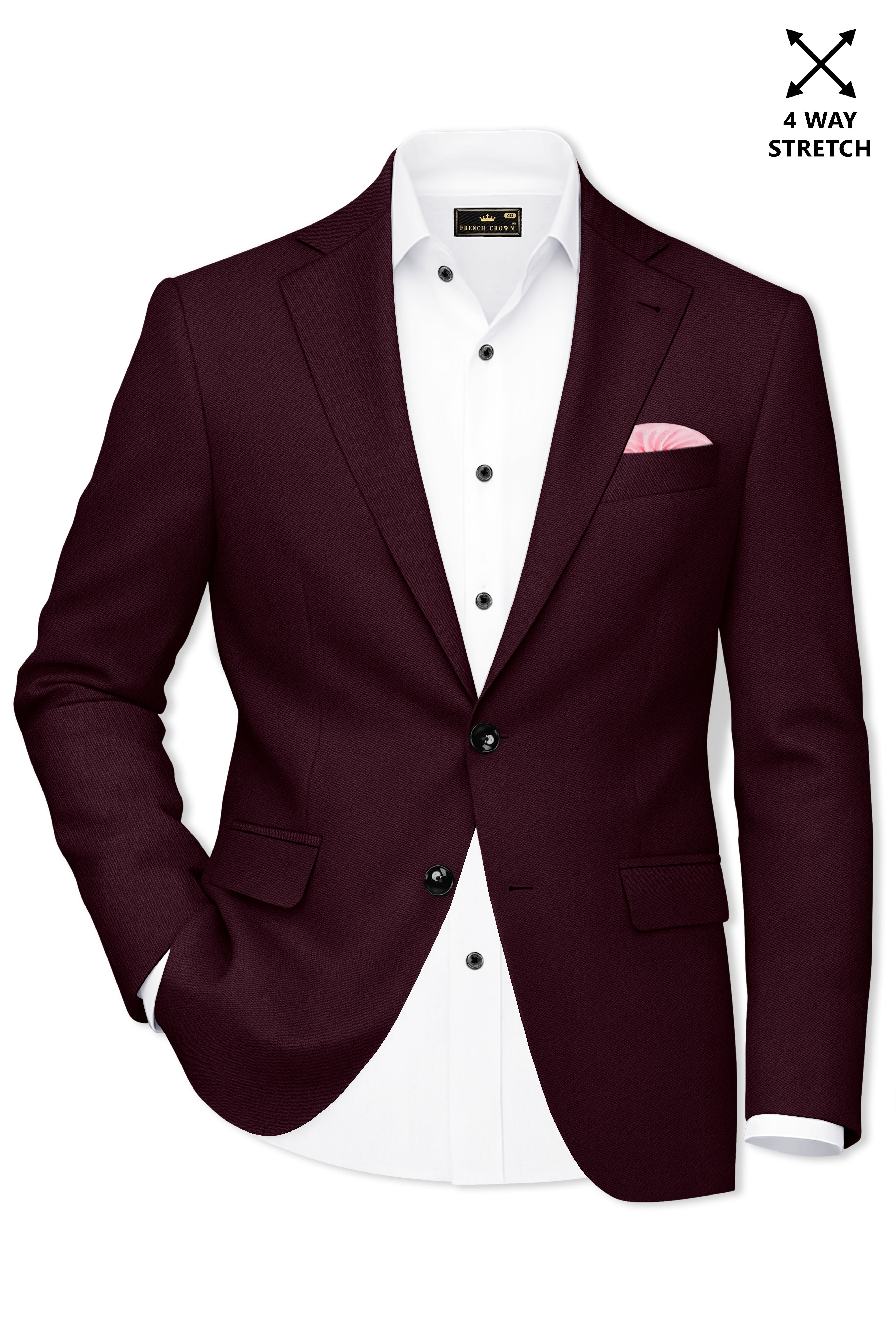 Veltrix-Korean Aubergine Maroon 4-Way Stretch Wrinkle-Free Wool Rich Single Breasted Suit ST5435-SB-36, ST5435-SB-38, ST5435-SB-40, ST5435-SB-42, ST5435-SB-44, ST5435-SB-46, ST5435-SB-48, ST5435-SB-50, ST5435-SB-52, ST5435-SB-54, ST5435-SB-56, ST5435-SB-58, ST5435-SB-60