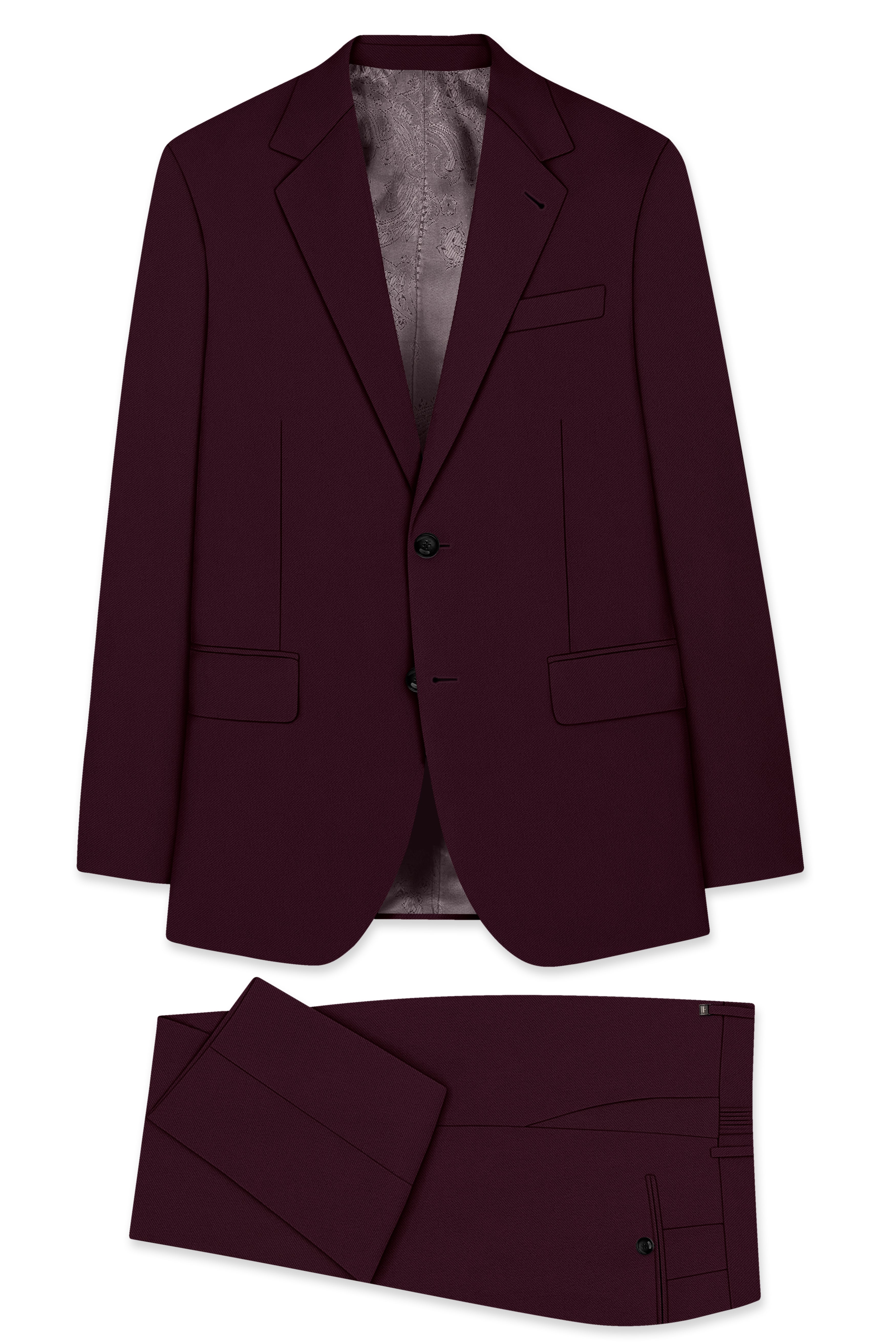 Veltrix-Korean Aubergine Maroon 4-Way Stretch Wrinkle-Free Wool Rich Single Breasted Suit ST5435-SB-36, ST5435-SB-38, ST5435-SB-40, ST5435-SB-42, ST5435-SB-44, ST5435-SB-46, ST5435-SB-48, ST5435-SB-50, ST5435-SB-52, ST5435-SB-54, ST5435-SB-56, ST5435-SB-58, ST5435-SB-60