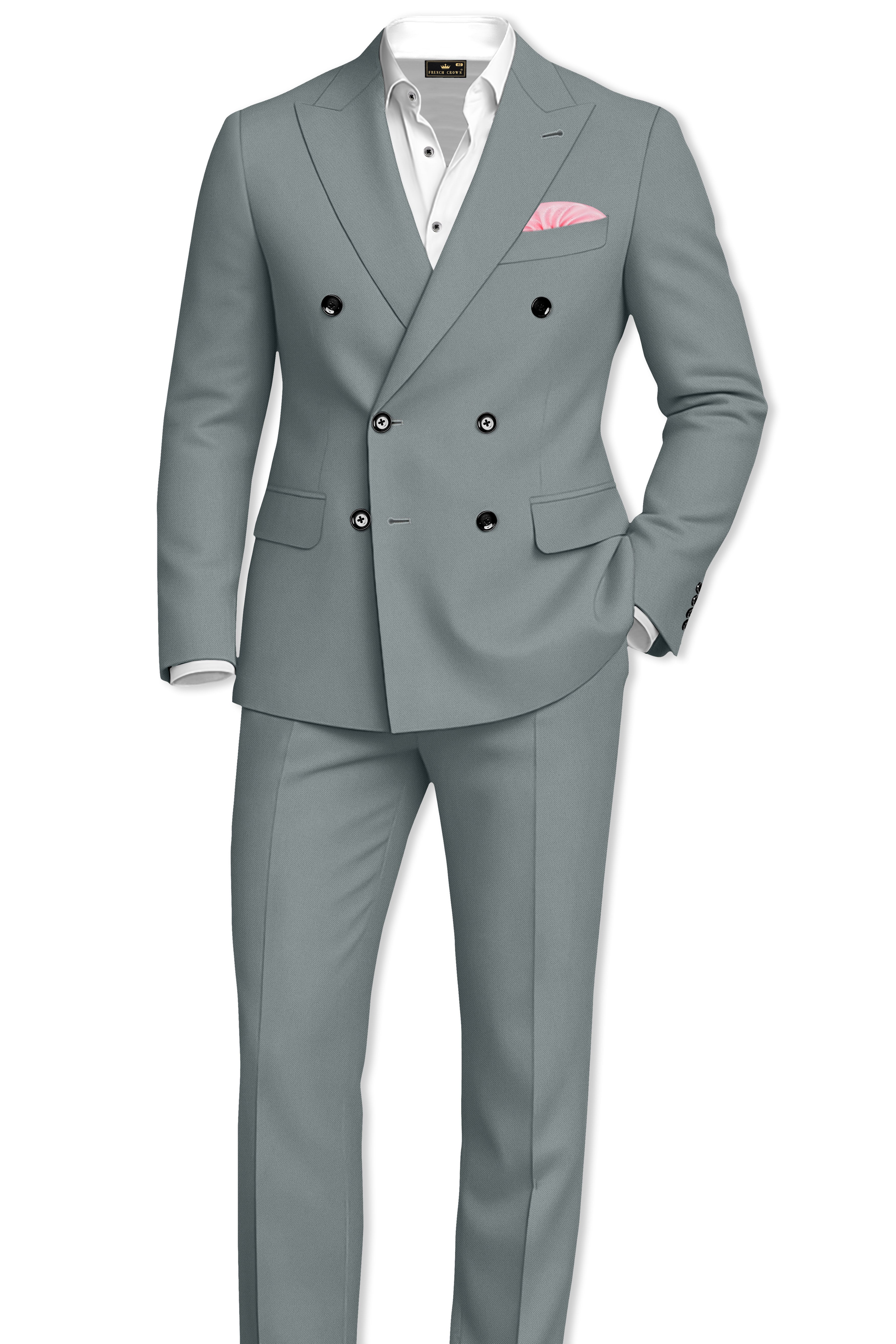 Flexaro-Korean Abbey gray 4-Way Stretch Wrinkle-Free Wool Rich Double Breasted Suit ST5443-DB-36, ST5443-DB-38, ST5443-DB-40, ST5443-DB-42, ST5443-DB-44, ST5443-DB-46, ST5443-DB-48, ST5443-DB-50, ST5443-DB-52, ST5443-DB-54, ST5443-DB-56, ST5443-DB-58, ST5443-DB-60