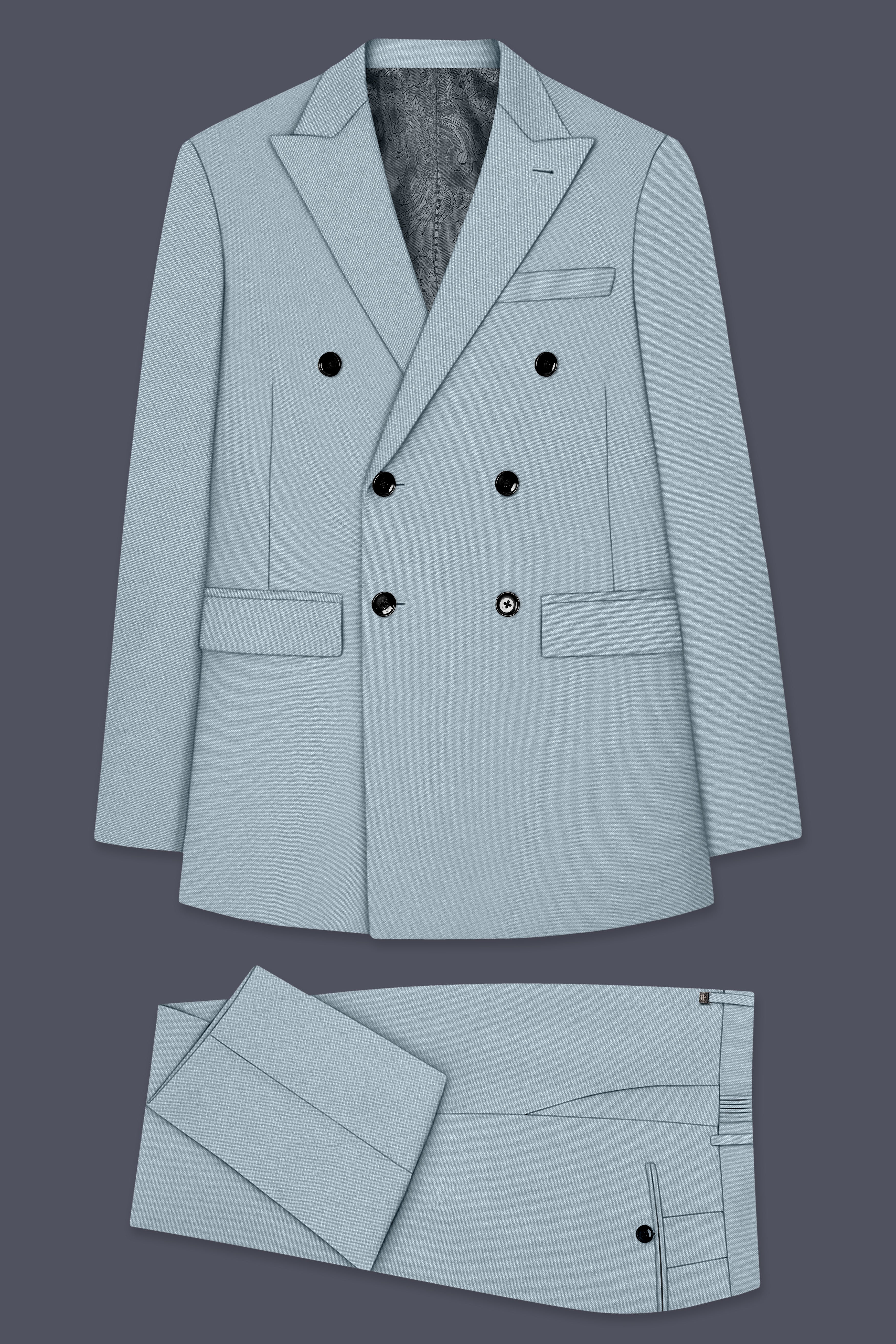 Pewter-Korean Chateau gray 4-Way Stretch Wrinkle-Free Wool Rich Double Breasted Suit ST5447-DB-36, ST5447-DB-38, ST5447-DB-40, ST5447-DB-42, ST5447-DB-44, ST5447-DB-46, ST5447-DB-48, ST5447-DB-50, ST5447-DB-52, ST5447-DB-54, ST5447-DB-56, ST5447-DB-58, ST5447-DB-60
