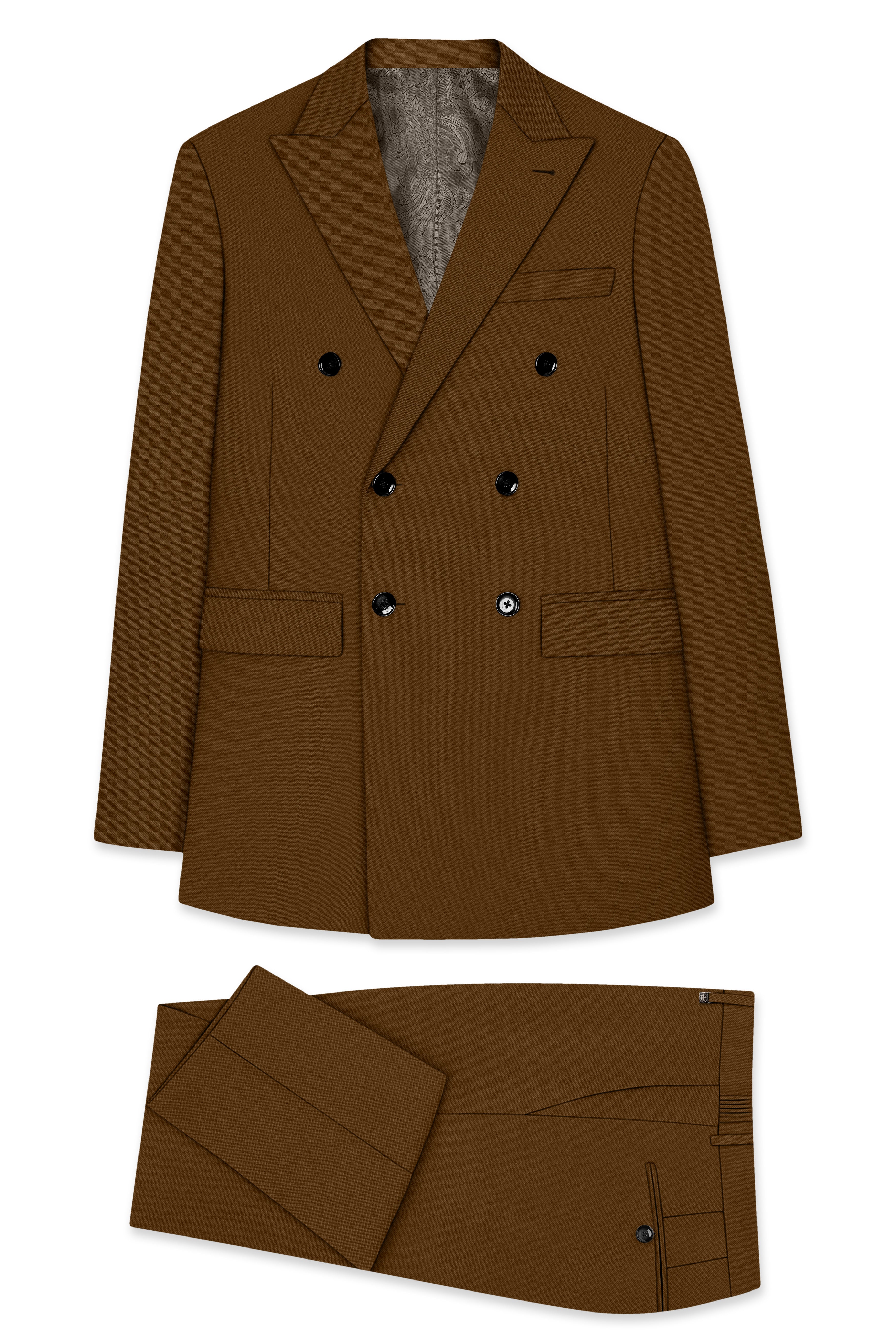 Sienna-Korean Derby Brown 4-Way Stretch Wrinkle-Free Wool Rich Double Breasted Suit ST5449-DB-36, ST5449-DB-38, ST5449-DB-40, ST5449-DB-42, ST5449-DB-44, ST5449-DB-46, ST5449-DB-48, ST5449-DB-50, ST5449-DB-52, ST5449-DB-54, ST5449-DB-56, ST5449-DB-58, ST5449-DB-60