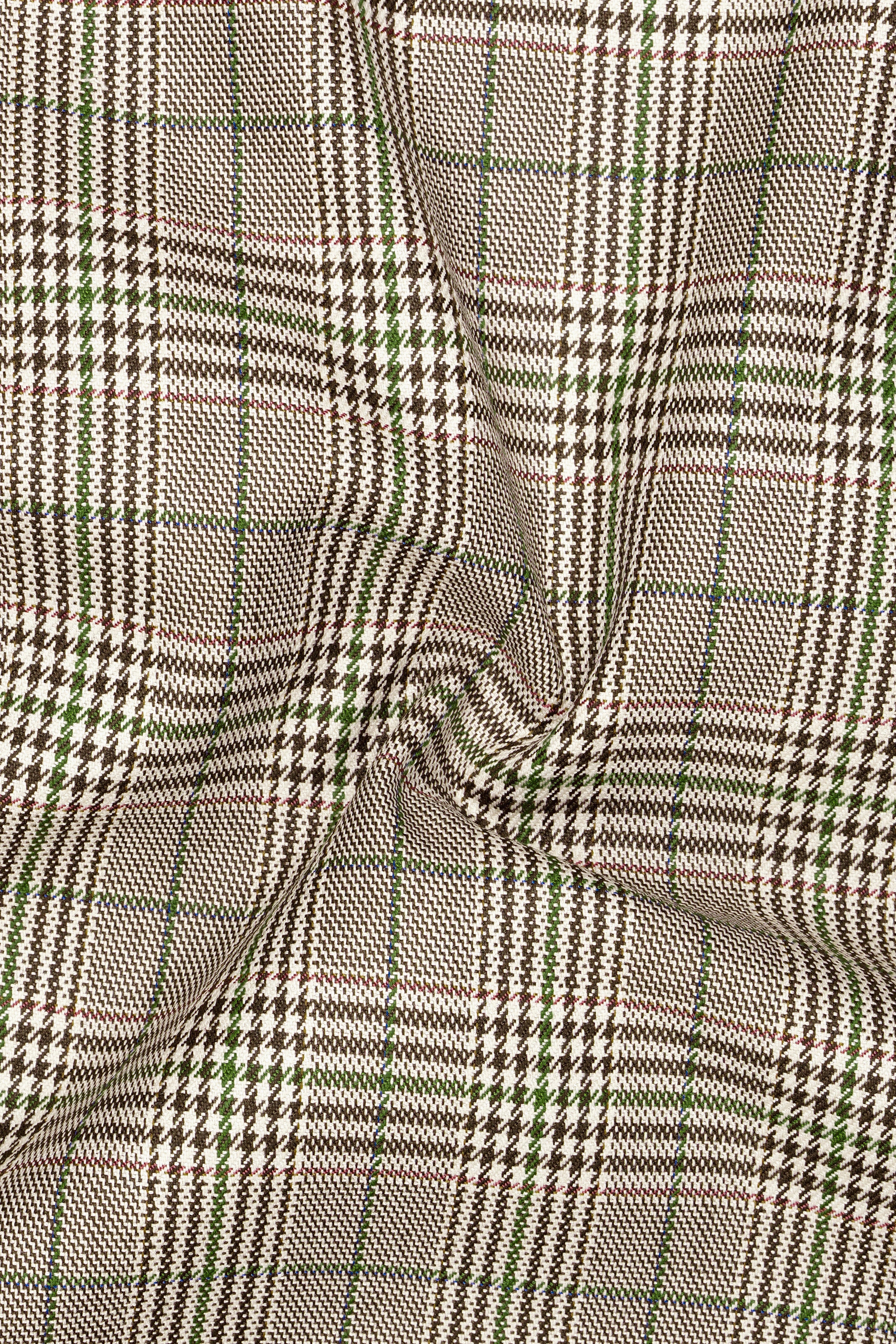 Nawab-Tundora Brown Plaid Wool Rich Bandhgala Suit