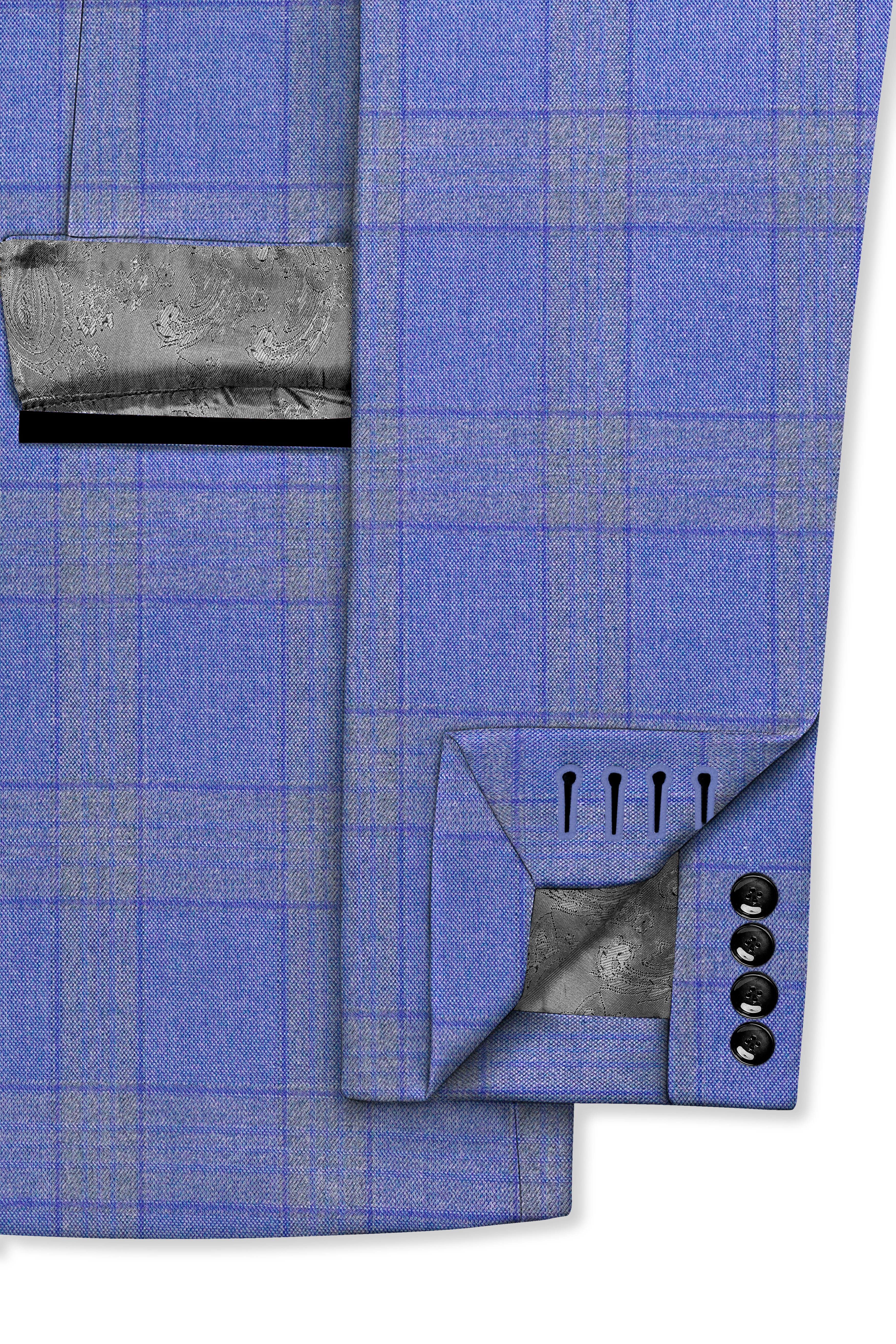 Cobalt-Scampi Blue Plaid Wool Rich Tuxedo Suit