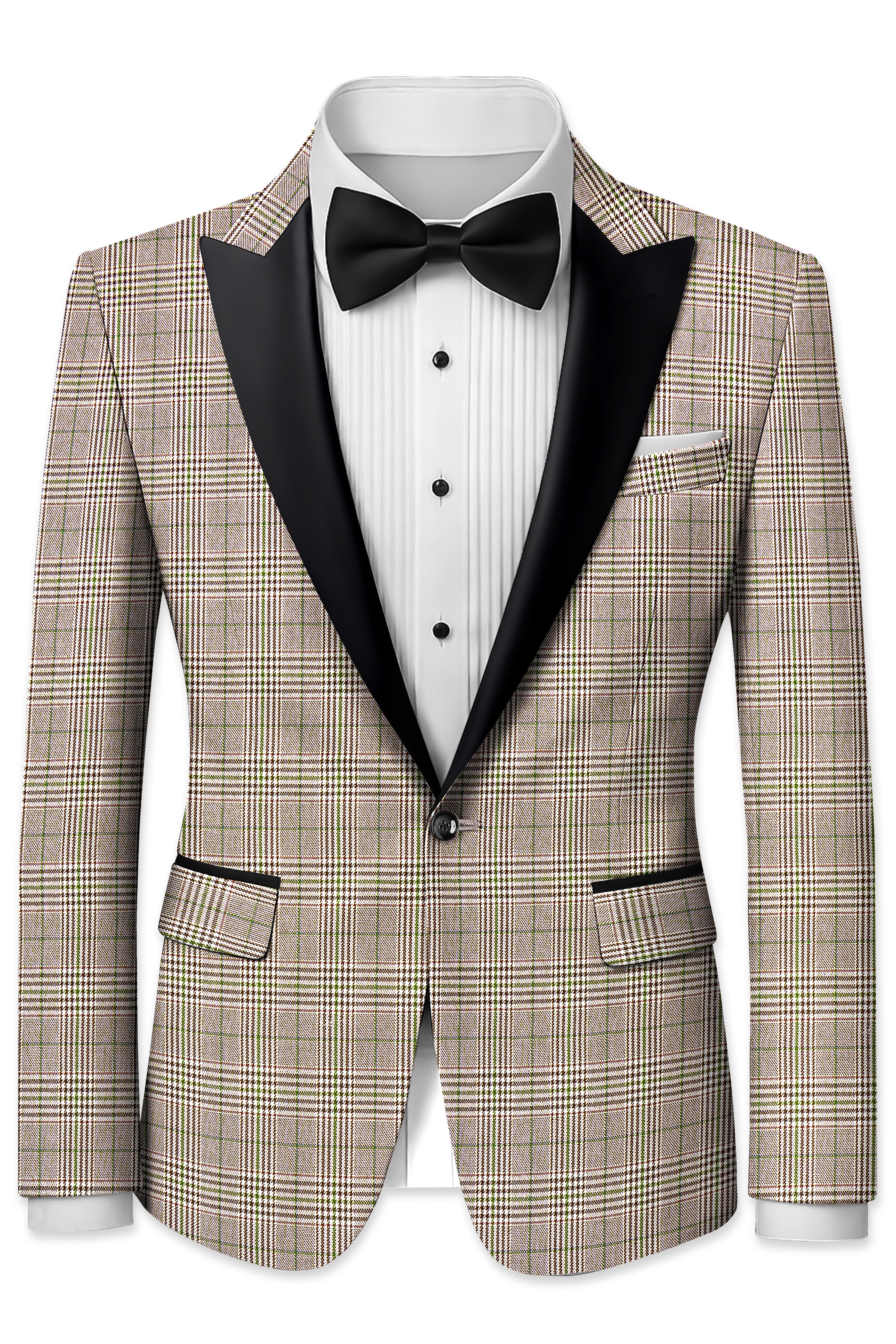 Nawab-Tundora Brown Plaid Wool Rich Peak Lapel Tuxedo Suit ST5457-BKPL-36, ST5457-BKPL-38, ST5457-BKPL-40, ST5457-BKPL-42, ST5457-BKPL-44, ST5457-BKPL-46, ST5457-BKPL-48, ST5457-BKPL-50, ST5457-BKPL-52, ST5457-BKPL-54, ST5457-BKPL-56, ST5457-BKPL-58, ST5457-BKPL-60