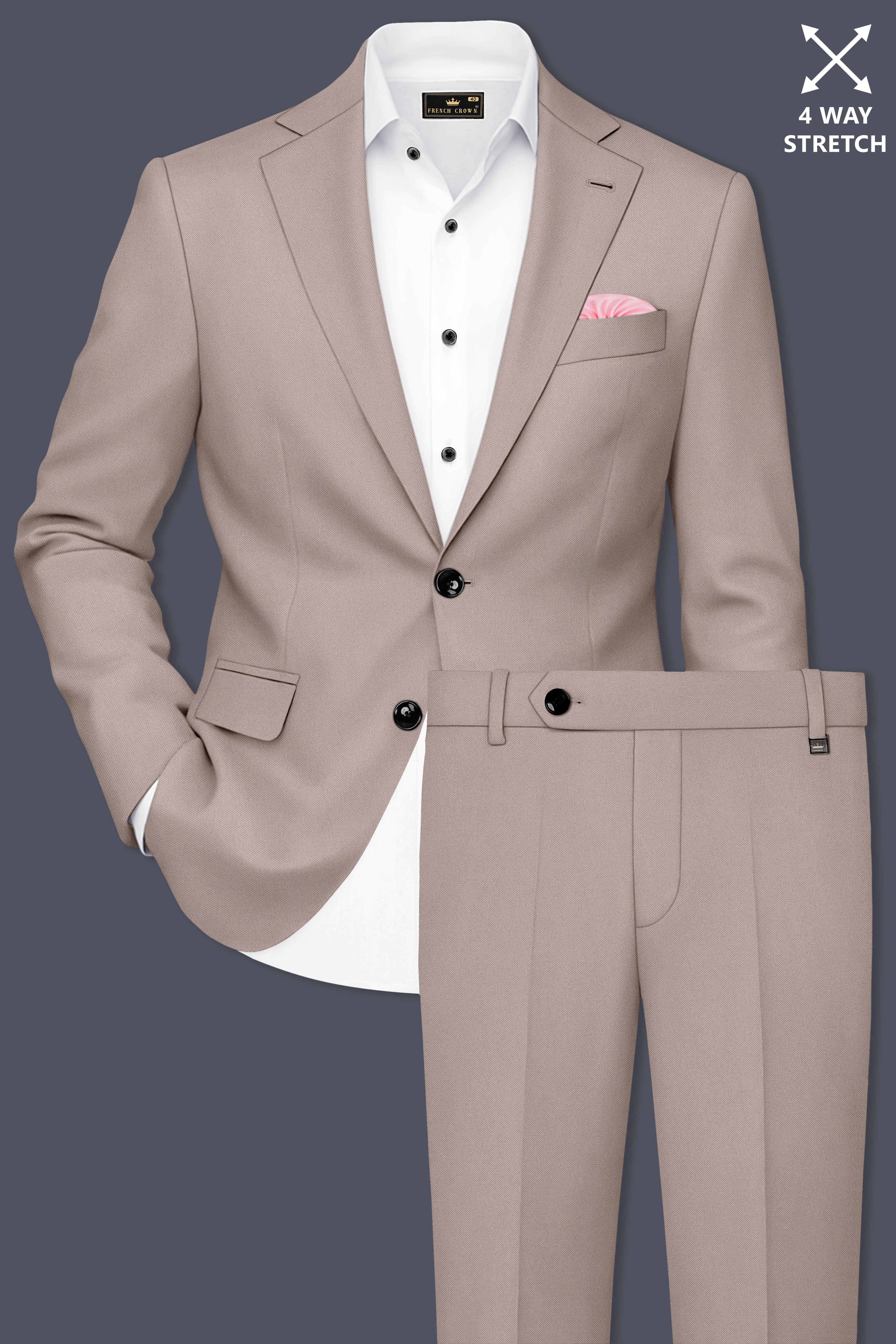 Fuchsia-Korean Spicy Pink 4-Way Stretch Wrinkle-Free Wool Rich Single Breasted Suit