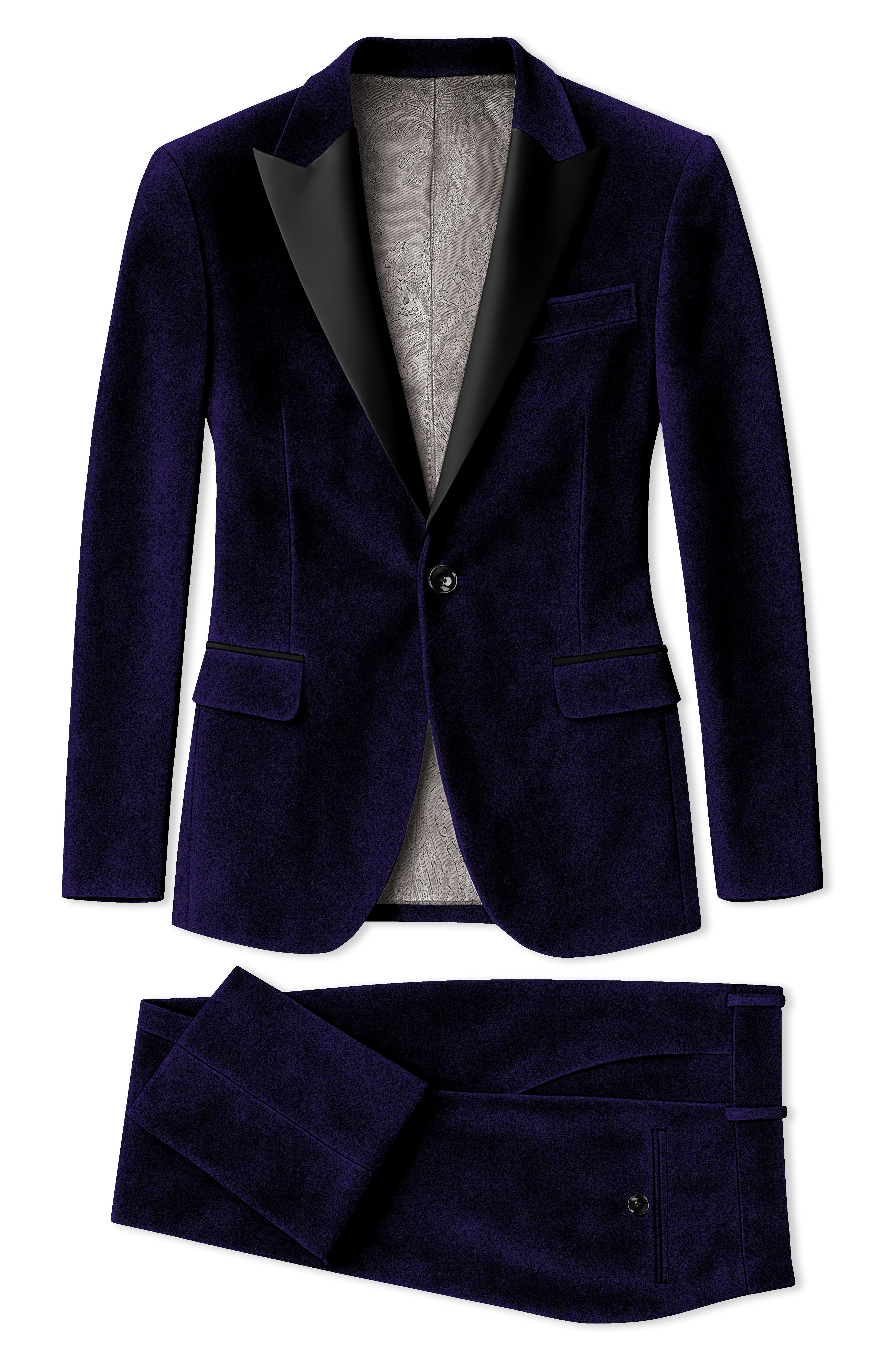 Virelle-Russian Purple Velvet Peak Lapel Tuxedo Suit ST5468-BKPL-36, ST5468-BKPL-38, ST5468-BKPL-40, ST5468-BKPL-42, ST5468-BKPL-44, ST5468-BKPL-46, ST5468-BKPL-48, ST5468-BKPL-50, ST5468-BKPL-52, ST5468-BKPL-54, ST5468-BKPL-56, ST5468-BKPL-58, ST5468-BKPL-60