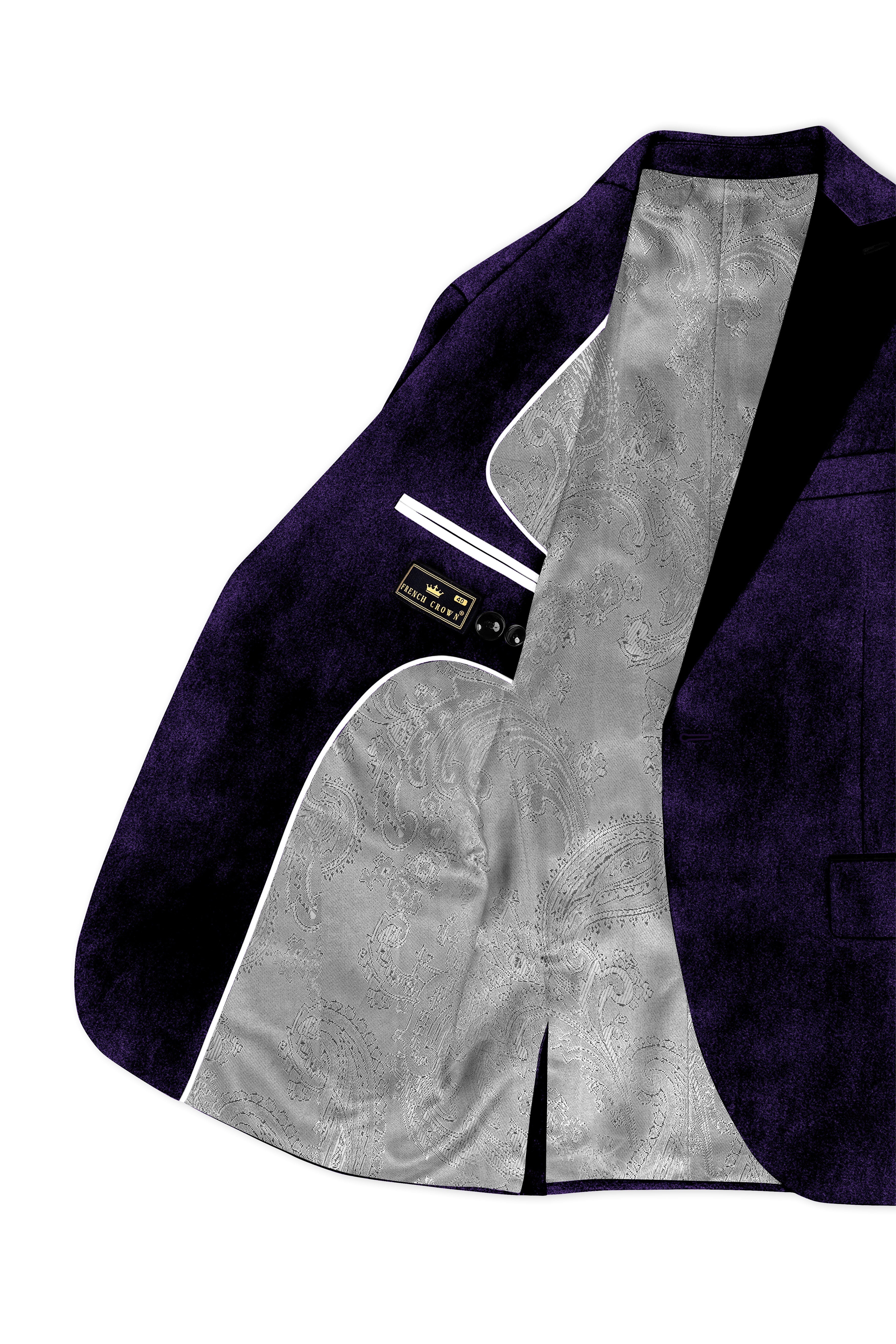 Virelle-Russian Purple Velvet Peak Lapel Tuxedo Suit ST5468-BKPL-36, ST5468-BKPL-38, ST5468-BKPL-40, ST5468-BKPL-42, ST5468-BKPL-44, ST5468-BKPL-46, ST5468-BKPL-48, ST5468-BKPL-50, ST5468-BKPL-52, ST5468-BKPL-54, ST5468-BKPL-56, ST5468-BKPL-58, ST5468-BKPL-60