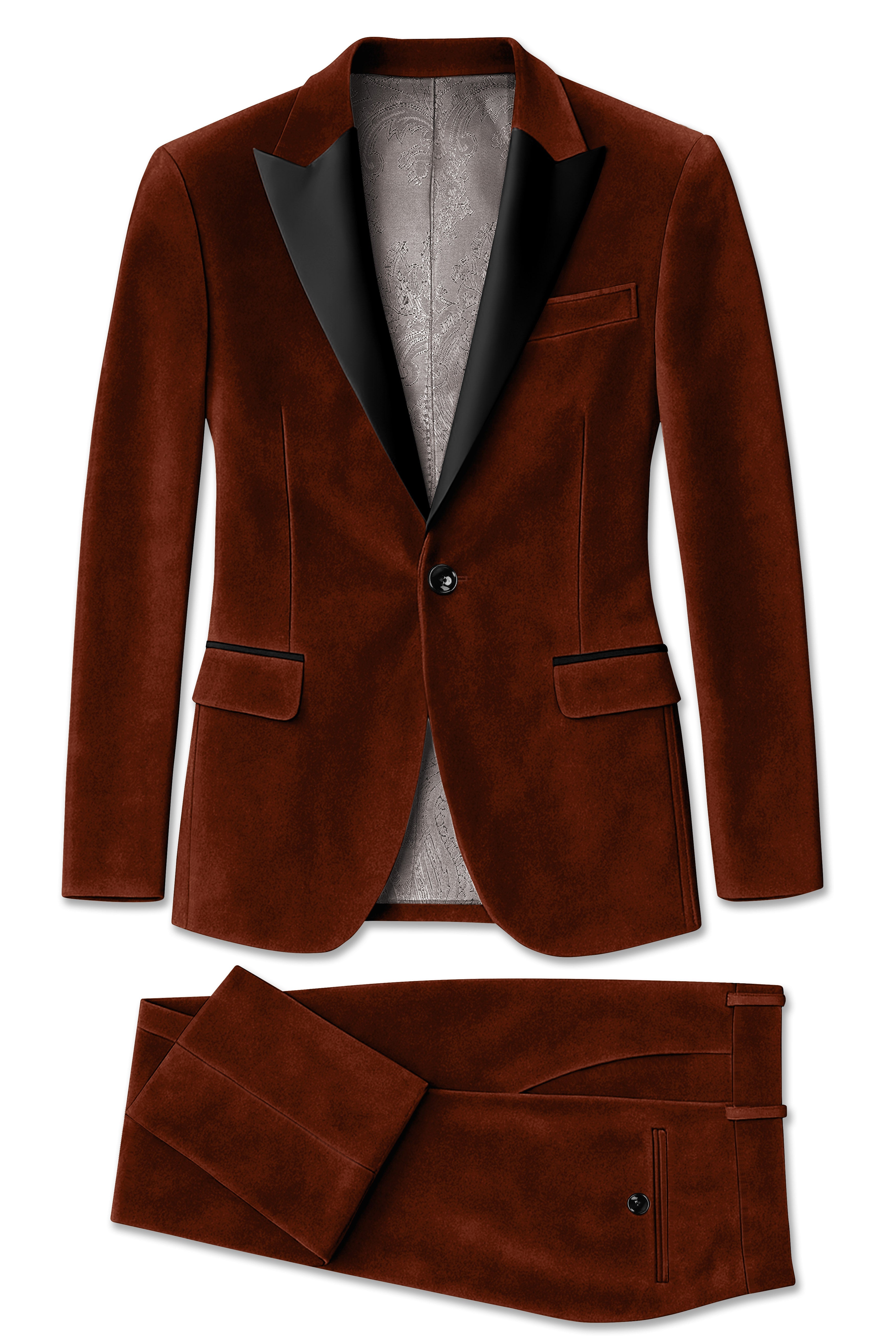 Eldor-Van Cleef Brown Velvet Peak Lapel Tuxedo Suit ST5469-BKPL-36, ST5469-BKPL-38, ST5469-BKPL-40, ST5469-BKPL-42, ST5469-BKPL-44, ST5469-BKPL-46, ST5469-BKPL-48, ST5469-BKPL-50, ST5469-BKPL-52, ST5469-BKPL-54, ST5469-BKPL-56, ST5469-BKPL-58, ST5469-BKPL-60