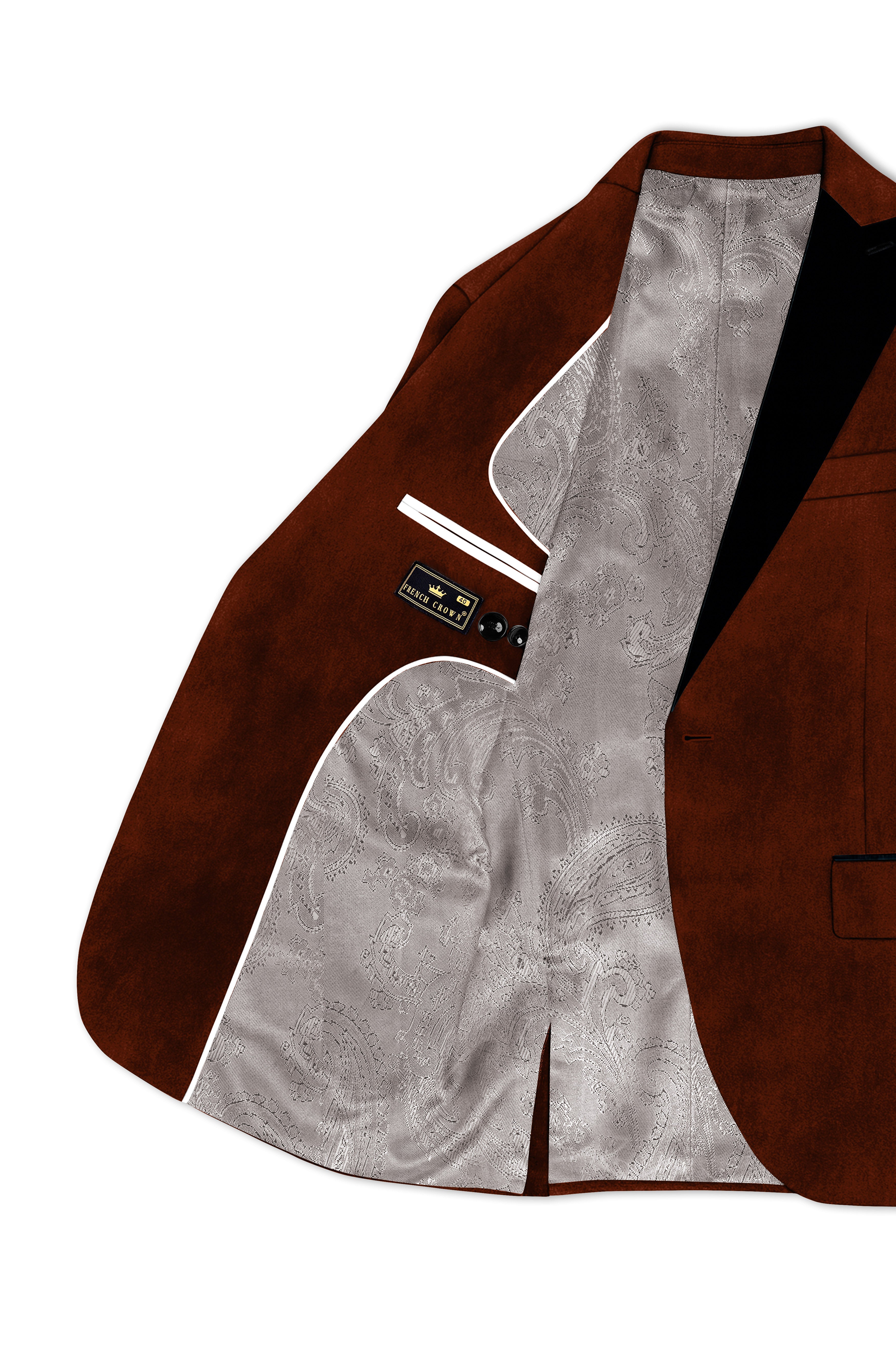 Eldor-Van Cleef Brown Velvet Peak Lapel Tuxedo Suit ST5469-BKPL-36, ST5469-BKPL-38, ST5469-BKPL-40, ST5469-BKPL-42, ST5469-BKPL-44, ST5469-BKPL-46, ST5469-BKPL-48, ST5469-BKPL-50, ST5469-BKPL-52, ST5469-BKPL-54, ST5469-BKPL-56, ST5469-BKPL-58, ST5469-BKPL-60