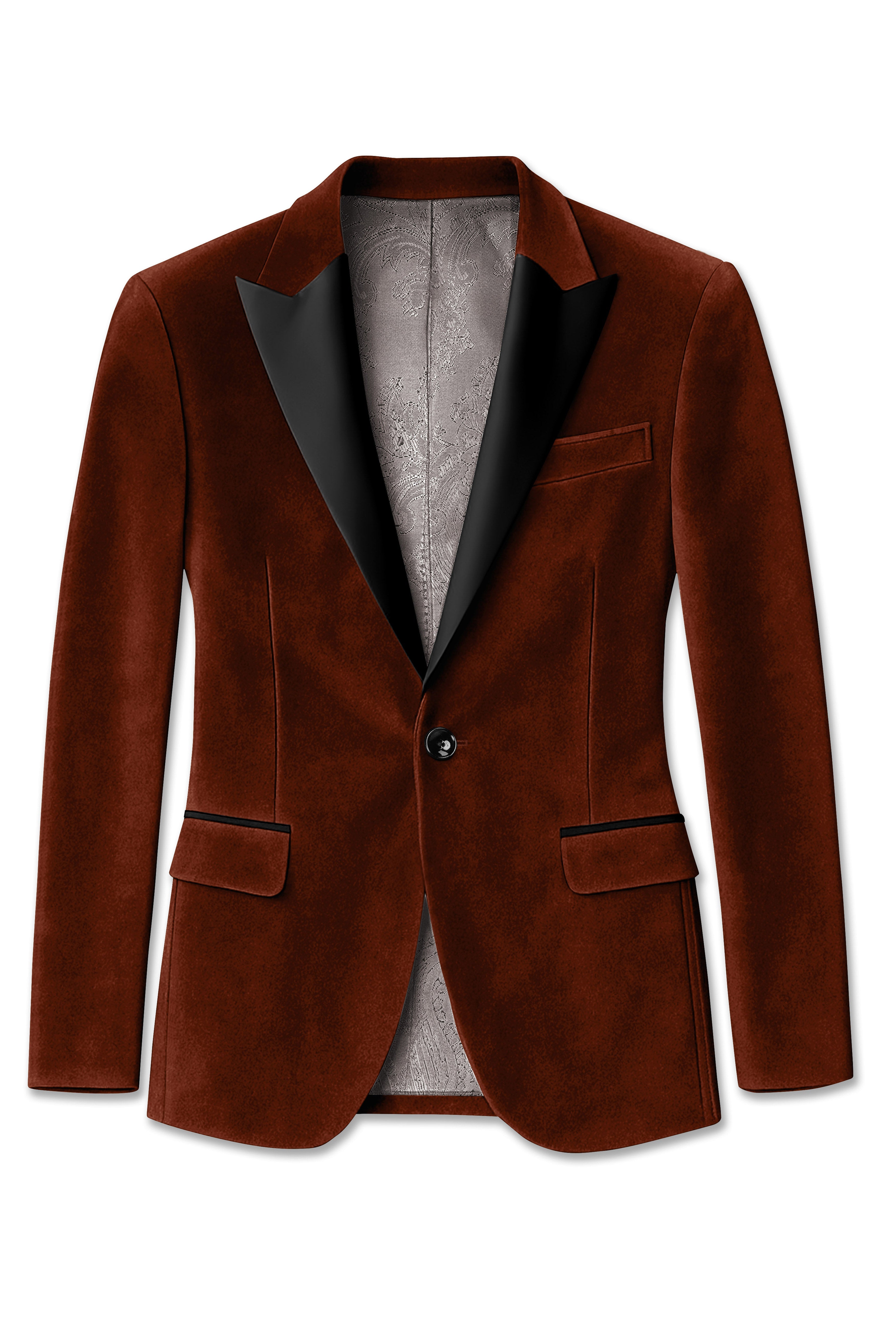 Eldor-Van Cleef Brown Velvet Peak Lapel Tuxedo Suit ST5469-BKPL-36, ST5469-BKPL-38, ST5469-BKPL-40, ST5469-BKPL-42, ST5469-BKPL-44, ST5469-BKPL-46, ST5469-BKPL-48, ST5469-BKPL-50, ST5469-BKPL-52, ST5469-BKPL-54, ST5469-BKPL-56, ST5469-BKPL-58, ST5469-BKPL-60