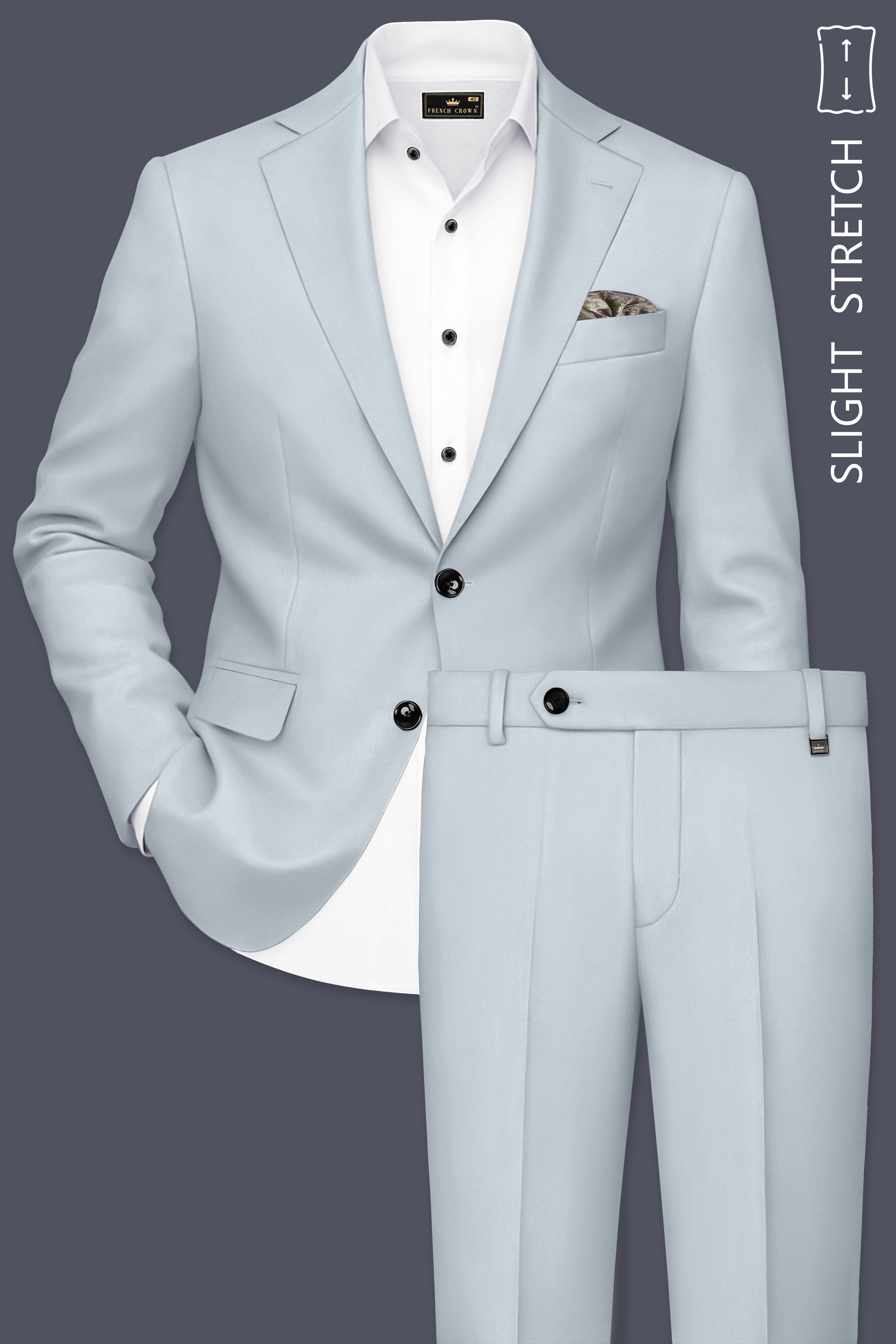 Dorian-Chalice Gray Solid Premium Poly-Viscose Single Breasted