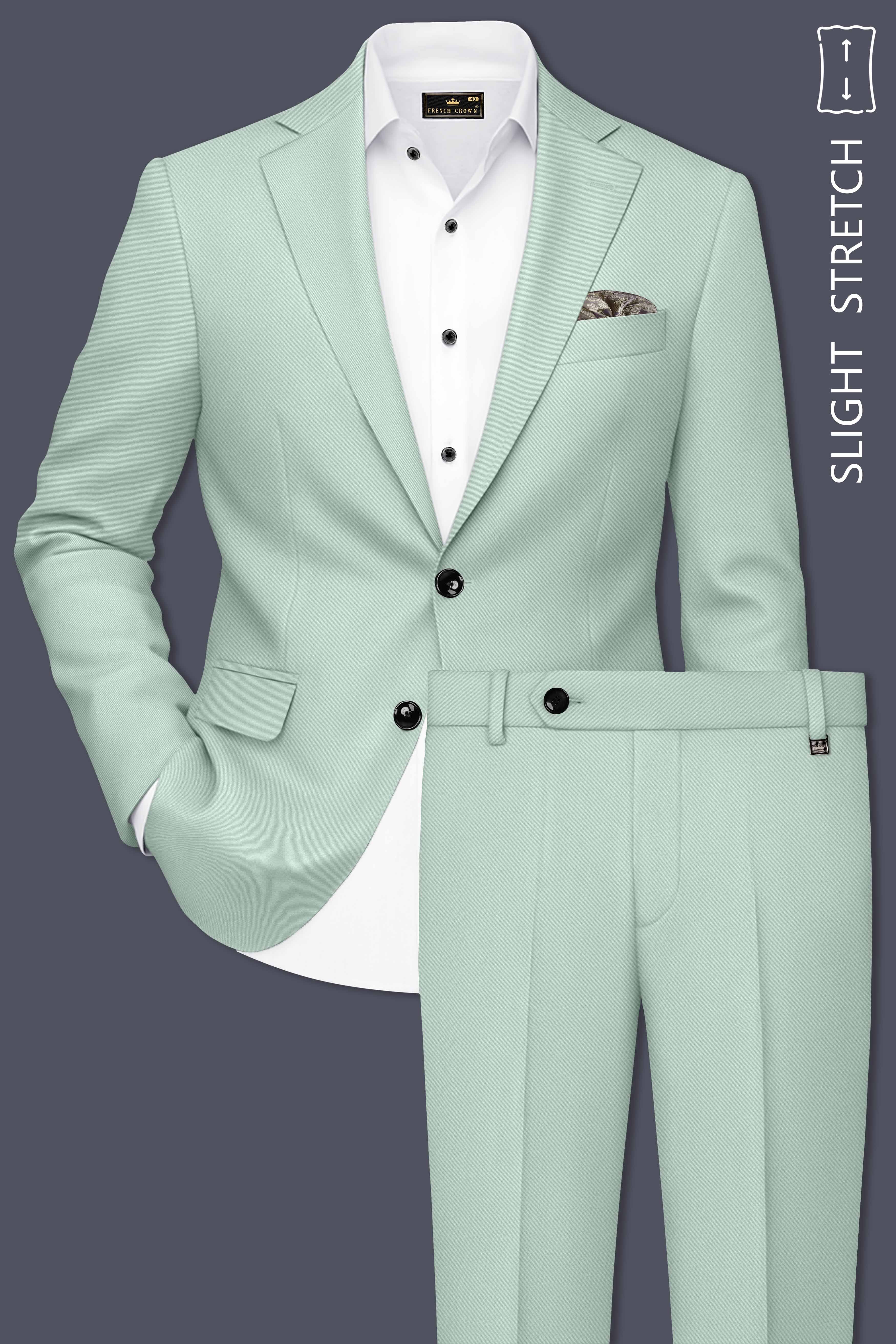 Umbra-Shadow Green Solid Premium Poly-Viscose Single Breasted Suit