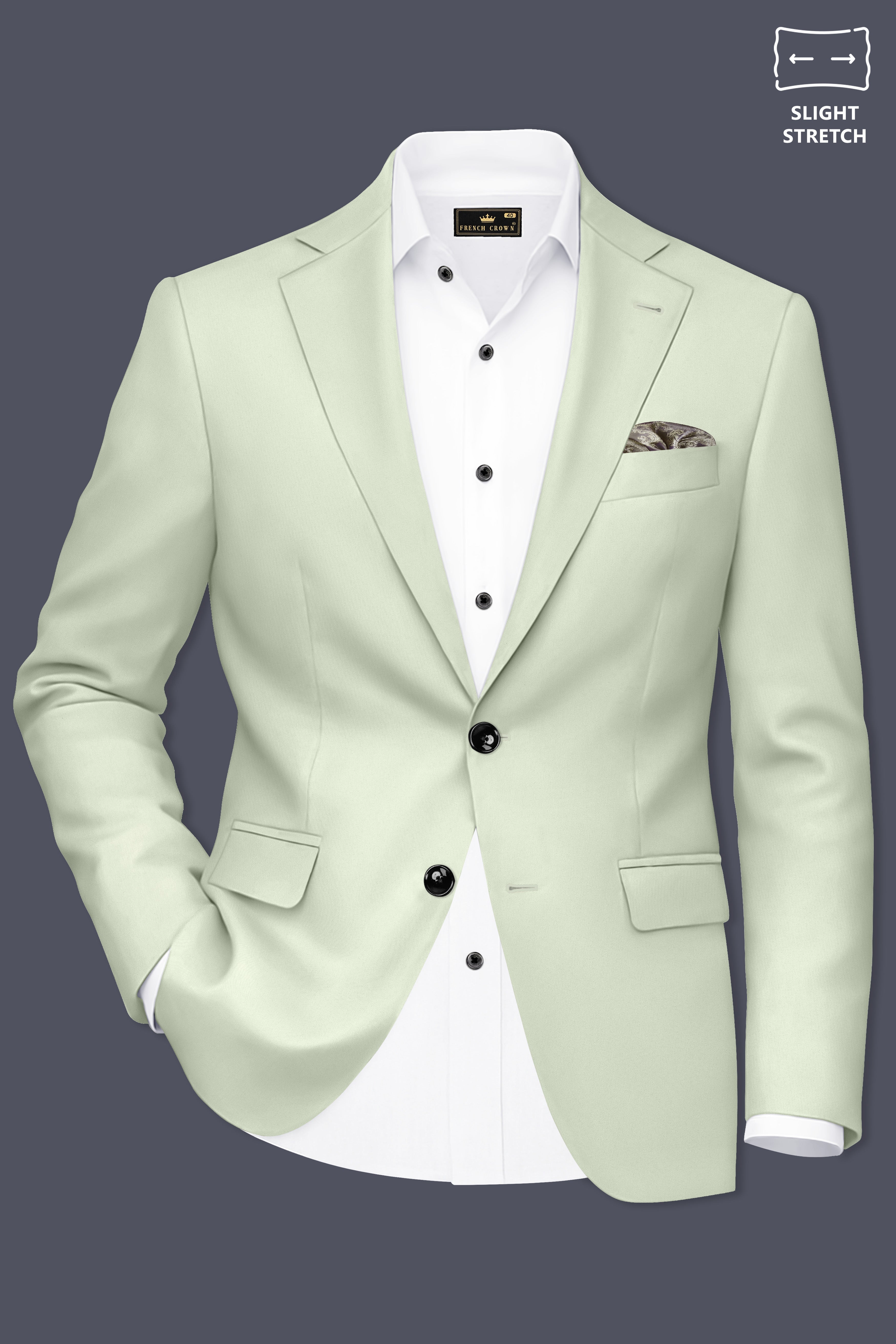 Breeze-Mint Green Slight Stretch Subtle Sheen Poly-Viscose Single Breasted Suit