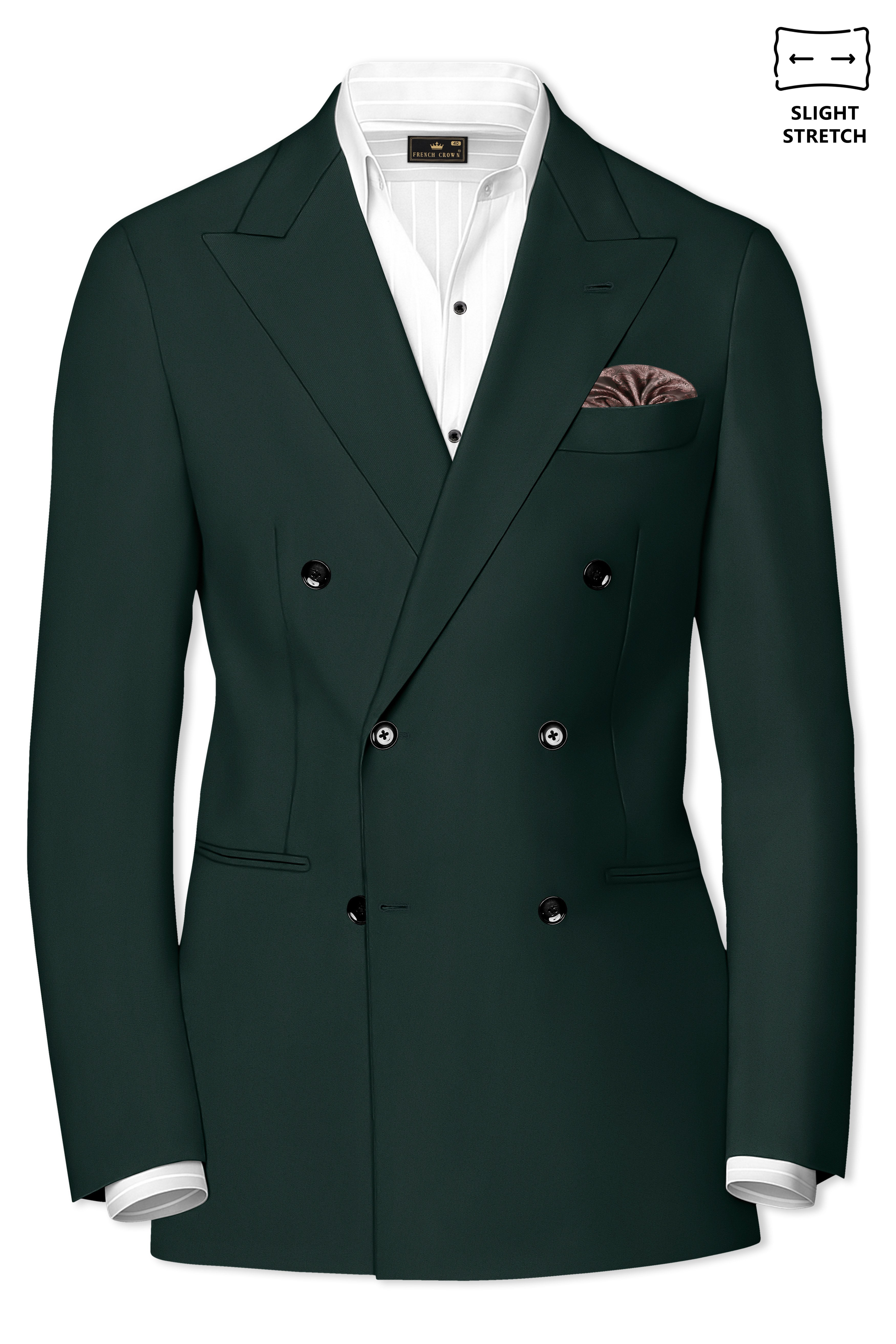 Viridian-Gable Green Slight Stretch Subtle Sheen Poly-Viscose Double Breasted Suit