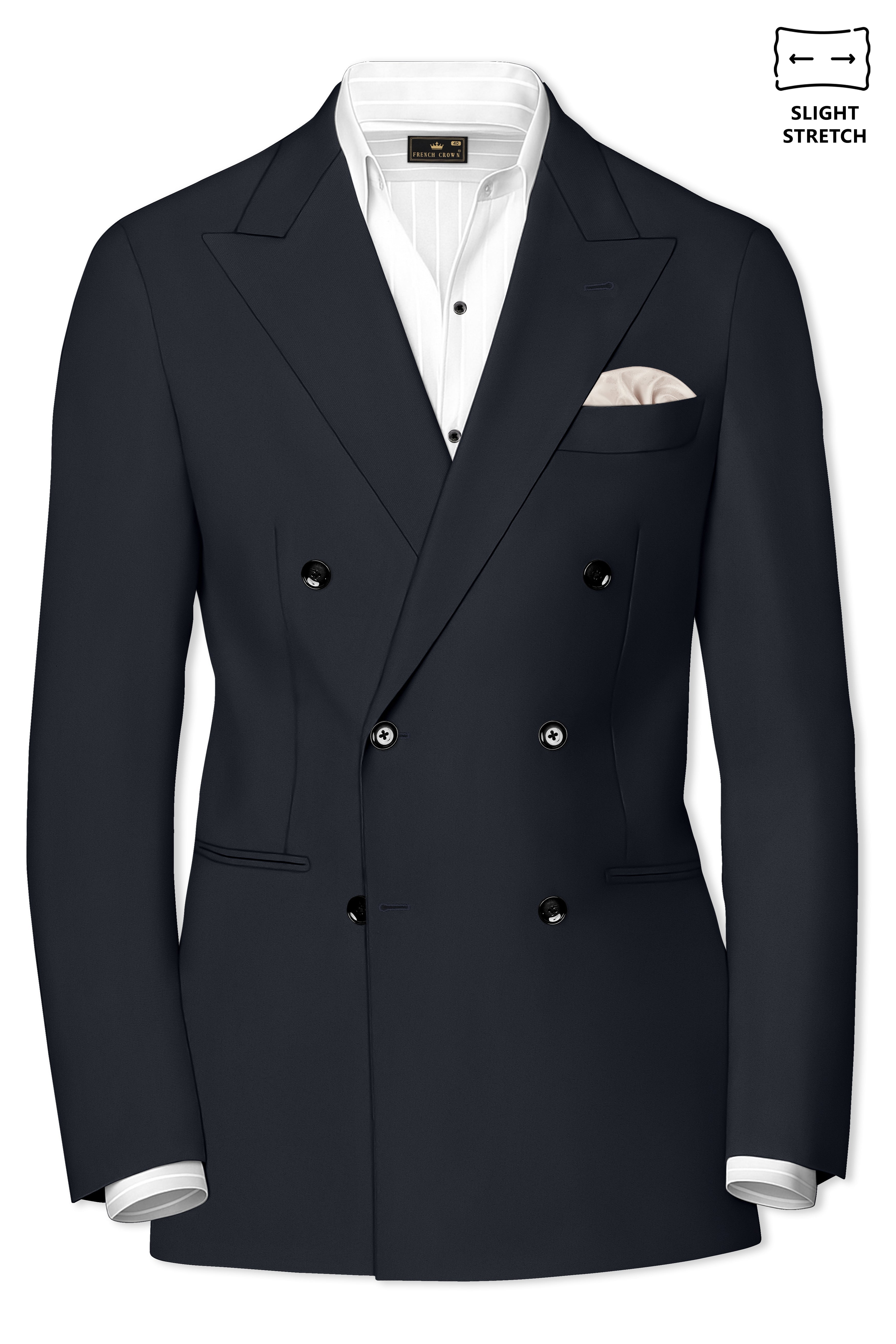 Sterling-Piano Gray Slight Stretch Subtle Sheen Poly-Viscose Double Breasted Suit