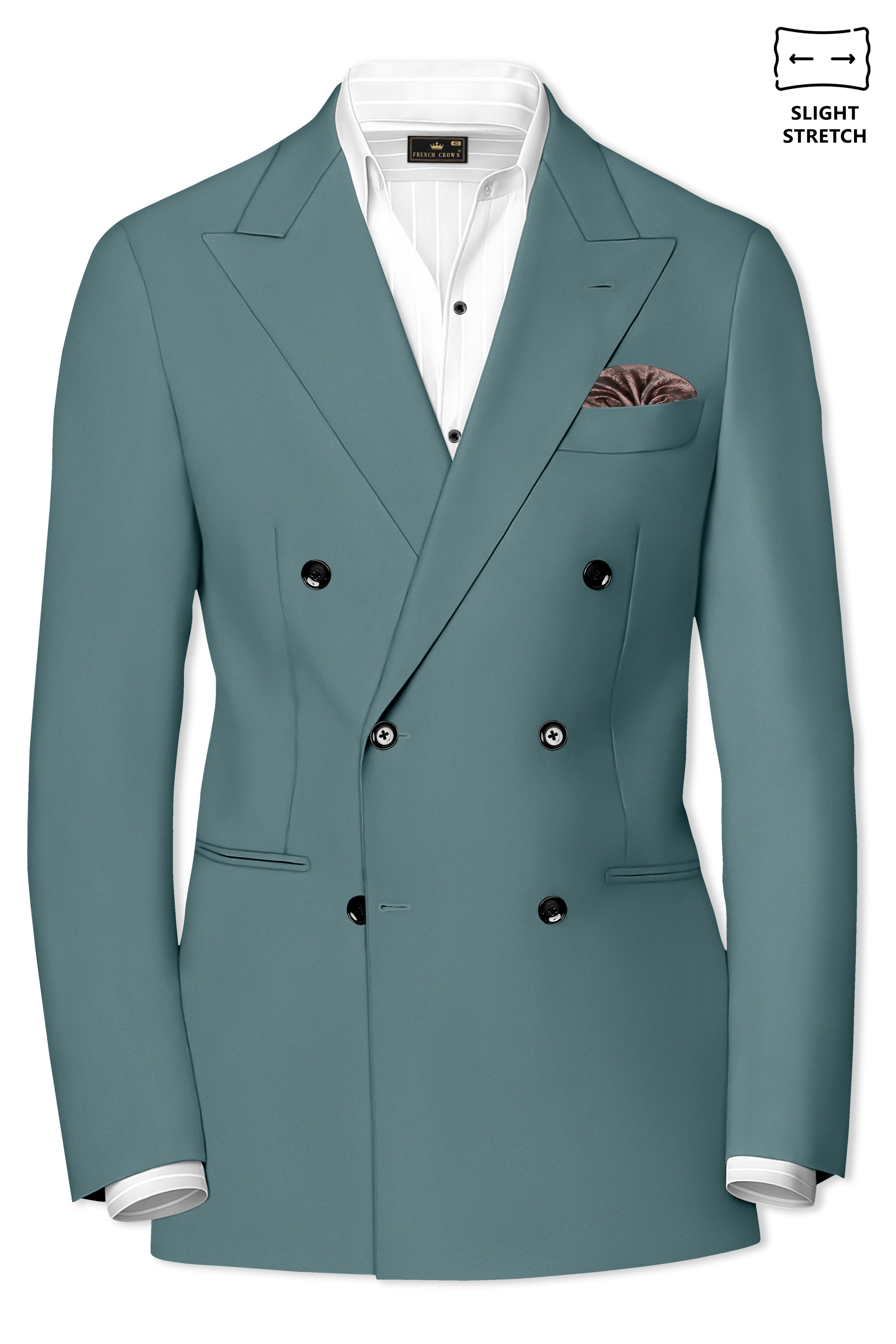 Emerald-Beetle Green Slight Stretch Subtle Sheen Poly-Viscose Double Breasted Suit