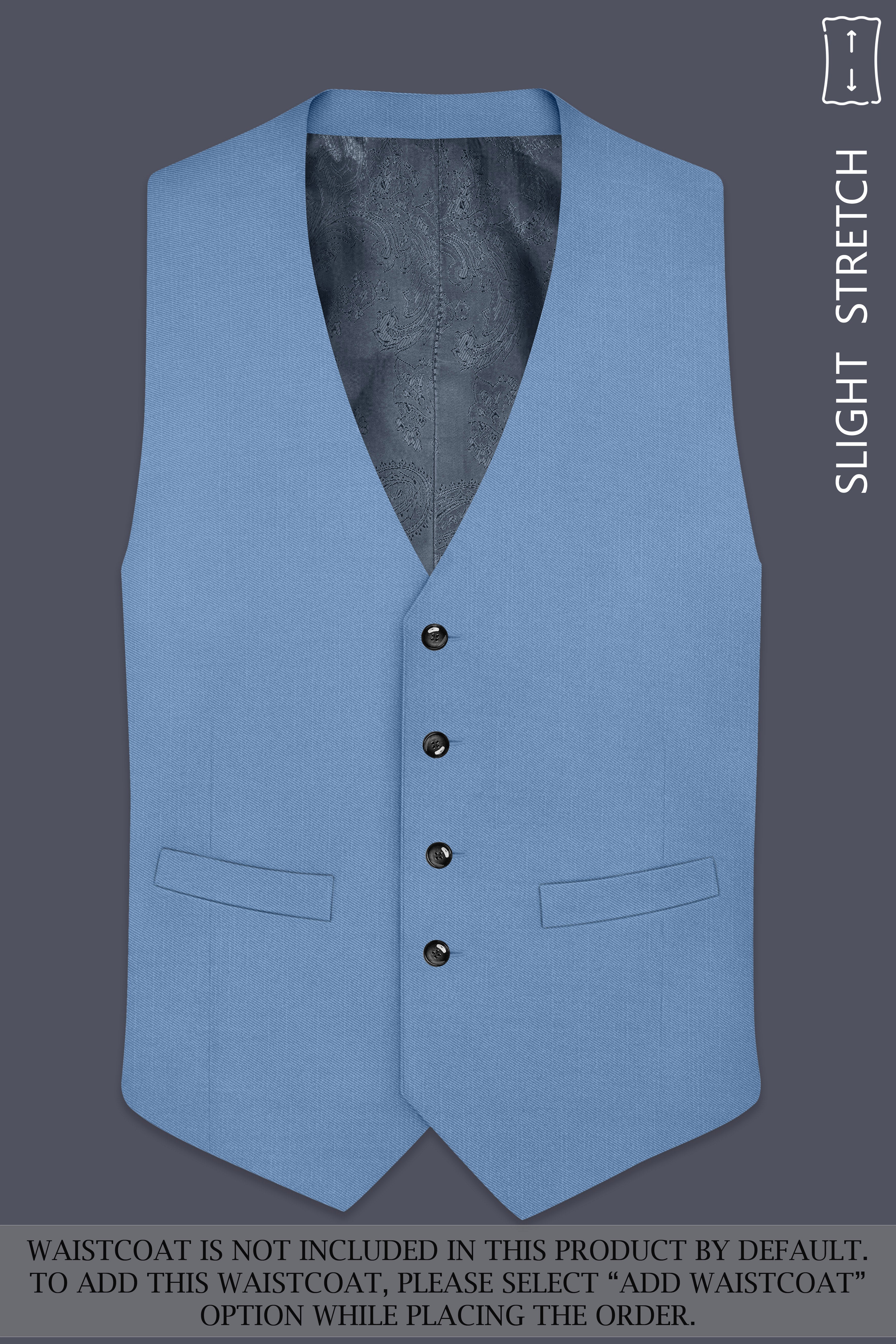 Azure-Glaucous Blue Wool Rich Slight Stretch Single Breasted Suit ST5499-SB-36, ST5499-SB-38, ST5499-SB-40, ST5499-SB-42, ST5499-SB-44, ST5499-SB-46, ST5499-SB-48, ST5499-SB-50, ST5499-SB-52, ST5499-SB-54, ST5499-SB-56, ST5499-SB-58, ST5499-SB-60