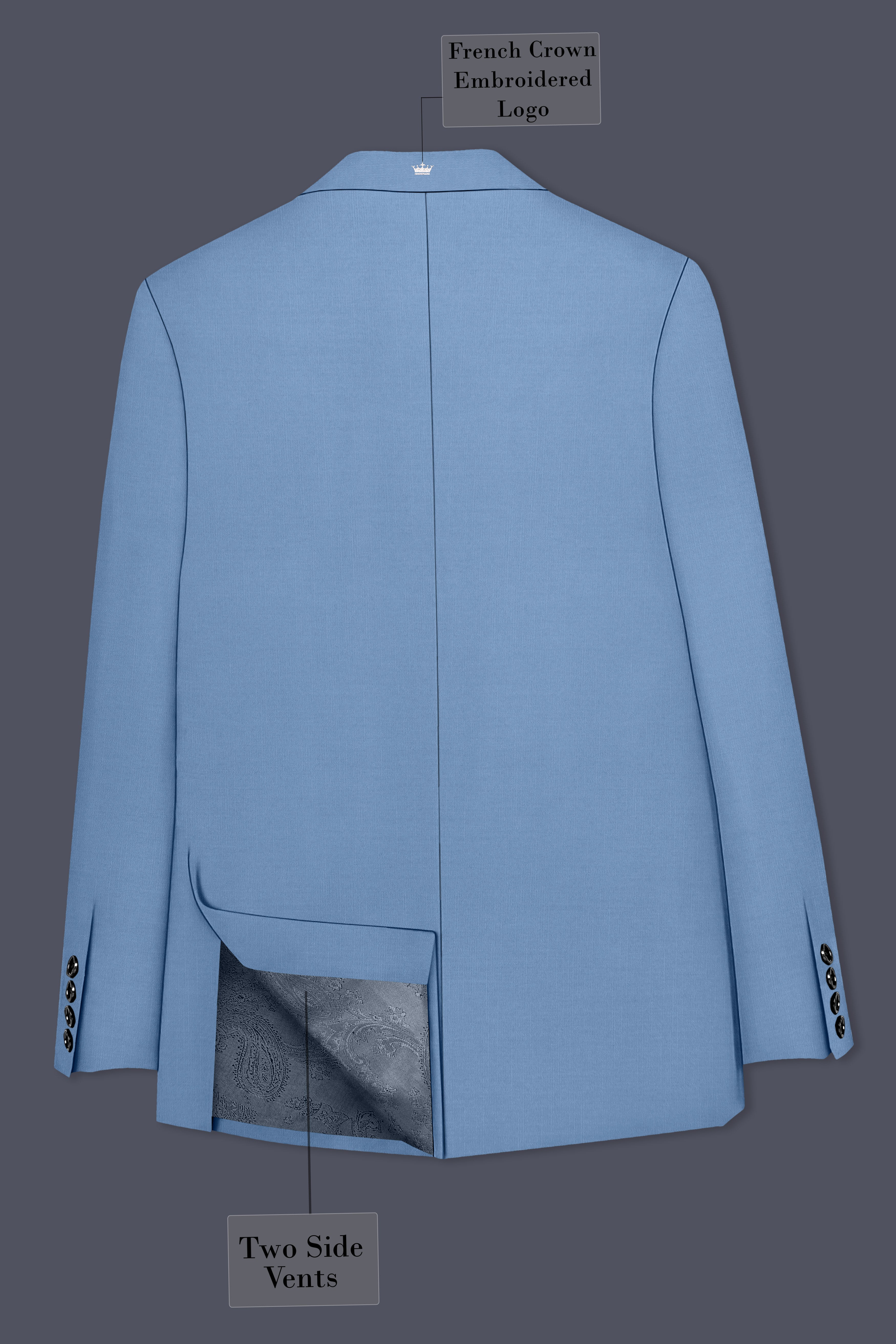 Azure-Glaucous Blue Wool Rich Slight Stretch Single Breasted Suit ST5499-SB-36, ST5499-SB-38, ST5499-SB-40, ST5499-SB-42, ST5499-SB-44, ST5499-SB-46, ST5499-SB-48, ST5499-SB-50, ST5499-SB-52, ST5499-SB-54, ST5499-SB-56, ST5499-SB-58, ST5499-SB-60