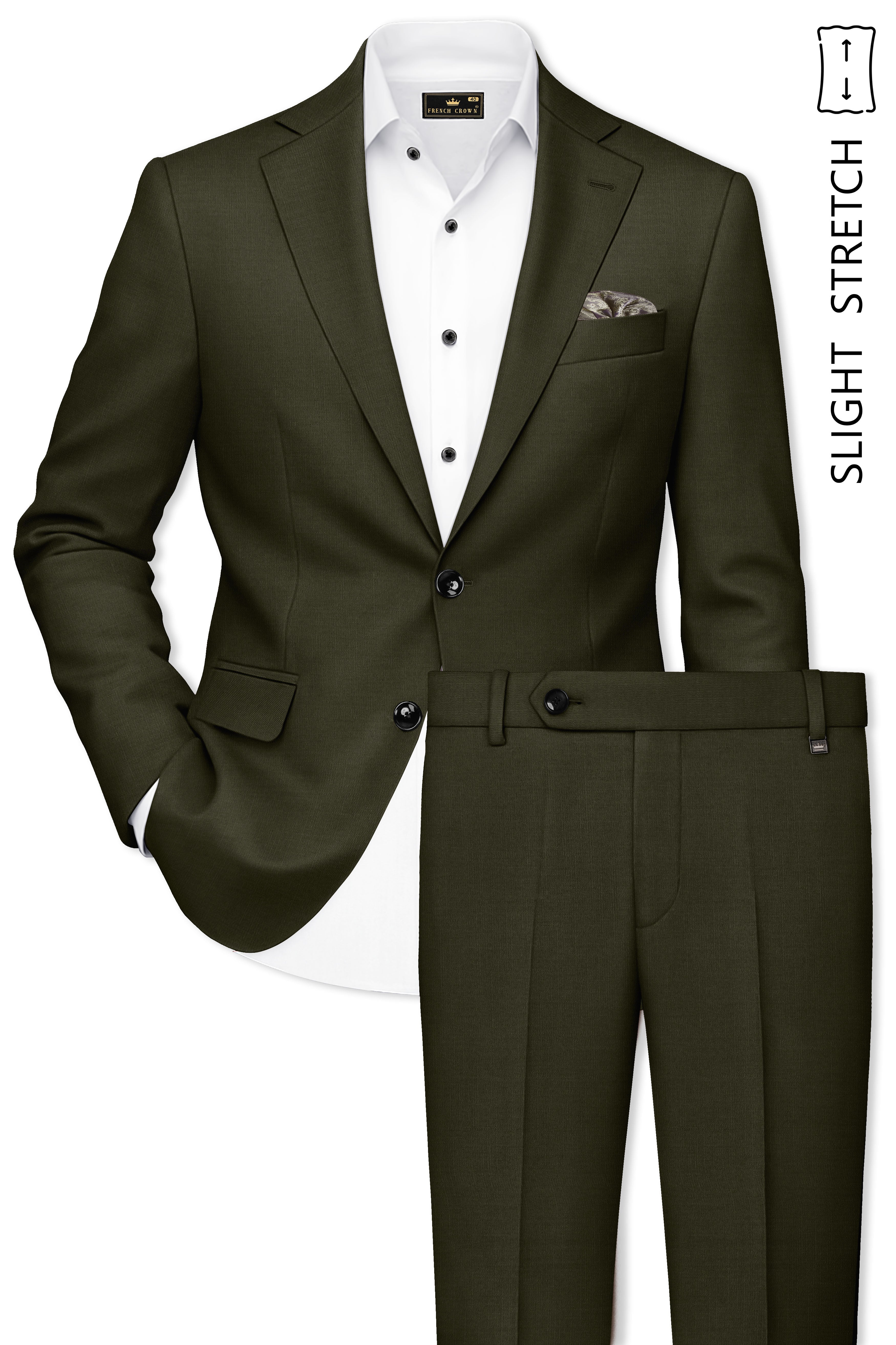 Mossley-Rangoon Green Wool Rich Slight Stretch Single Breasted Suit