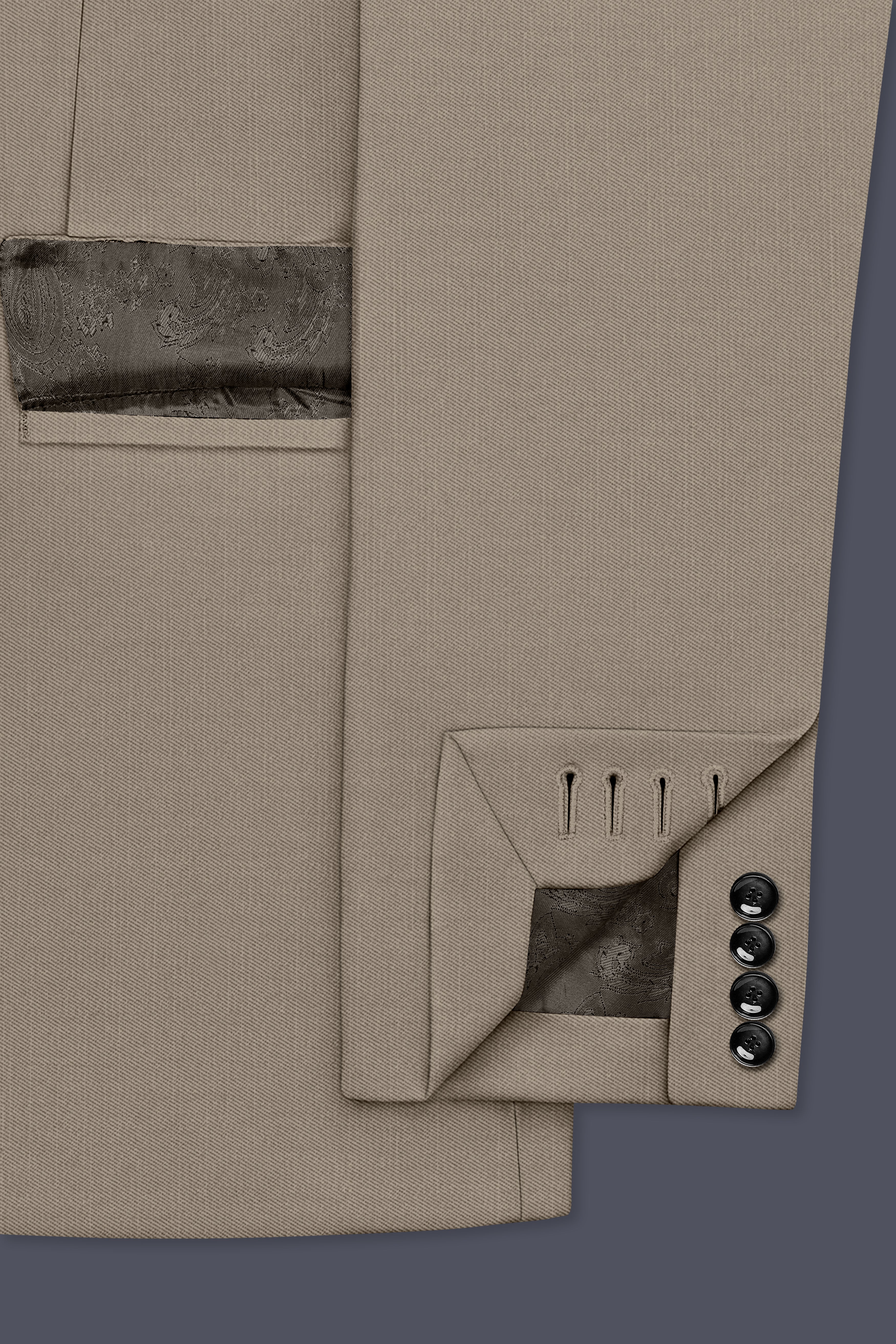 Umber-Stonewall Brown Wool Rich Slight Stretch Single Breasted Suit