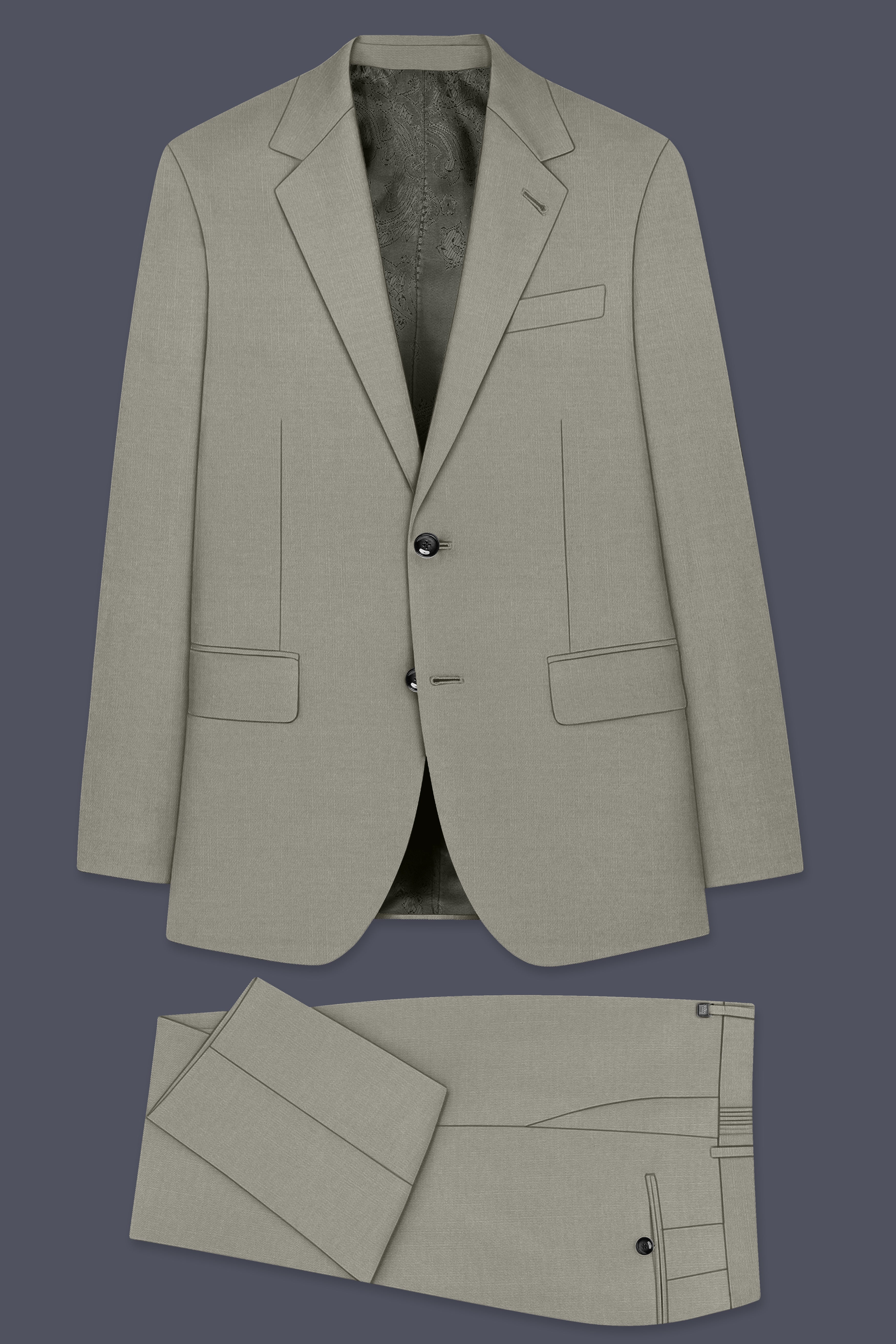 Viridian-Bandicoot Green Wool Rich Slight Stretch Single Breasted Suit