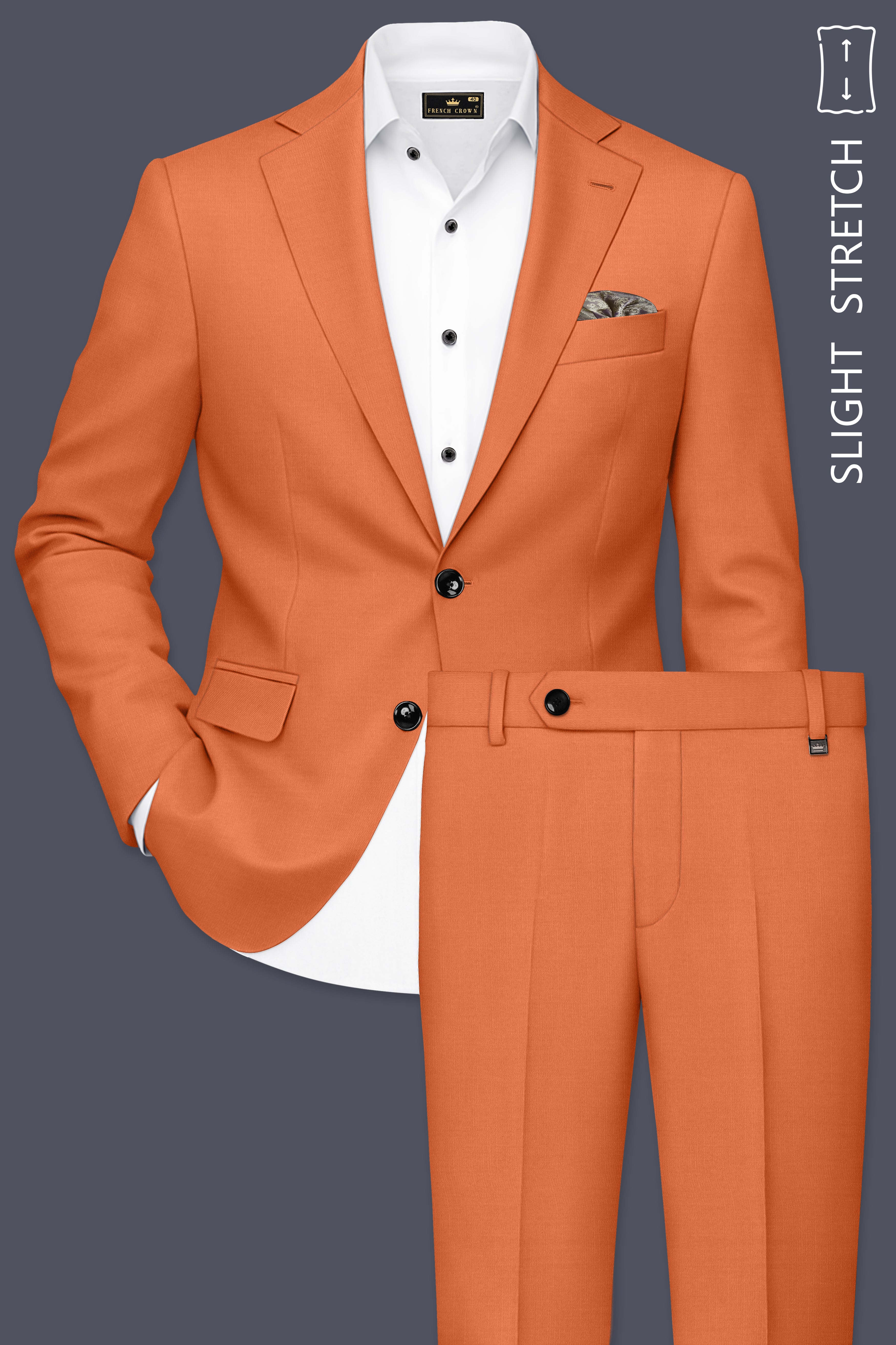Prestige-Tuscany Orange Wool Rich Slight Stretch Single Breasted Suit