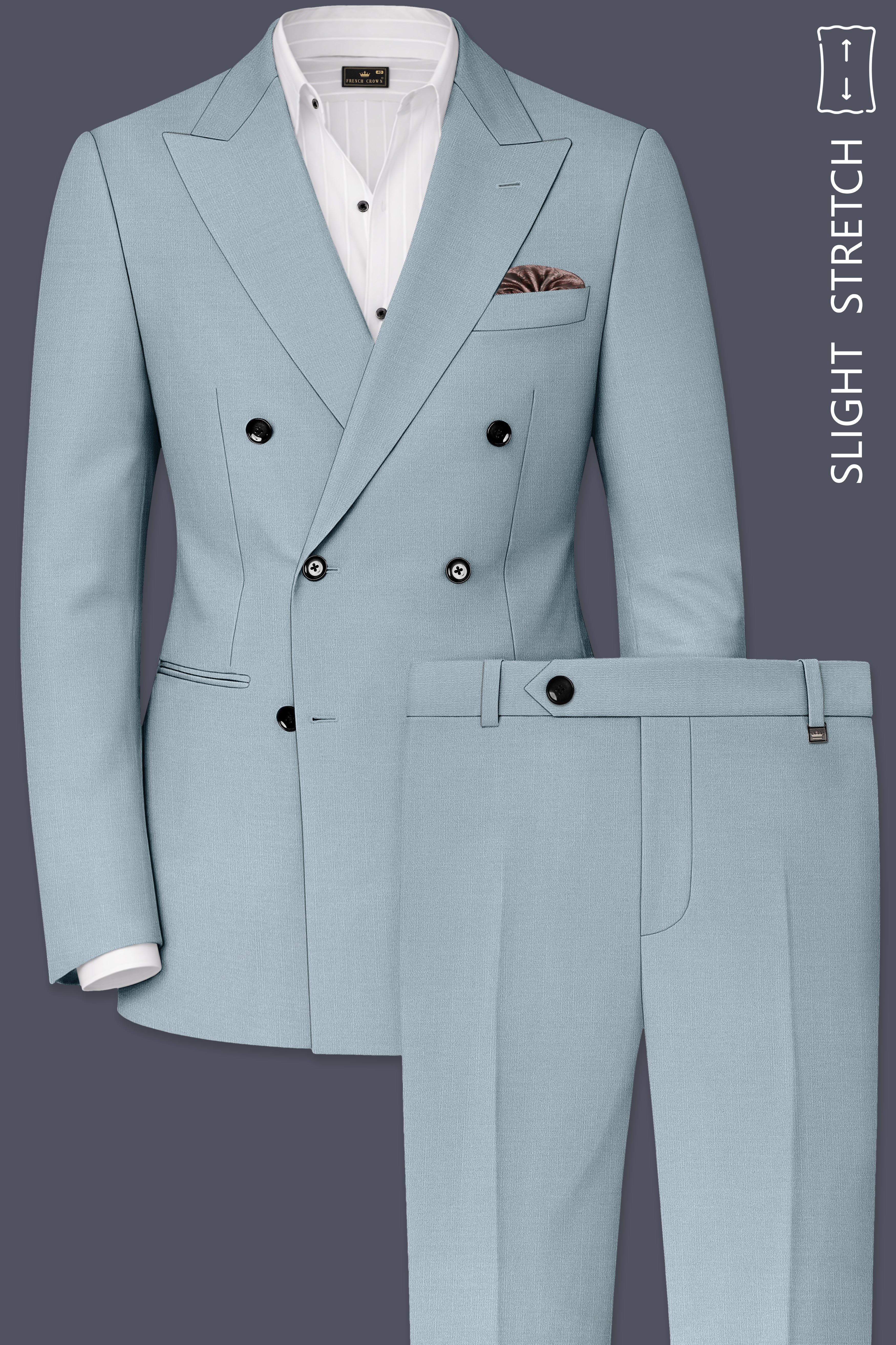 Valtor-Pewter Gray Wool Rich Slight Stretch Double Breasted Suit