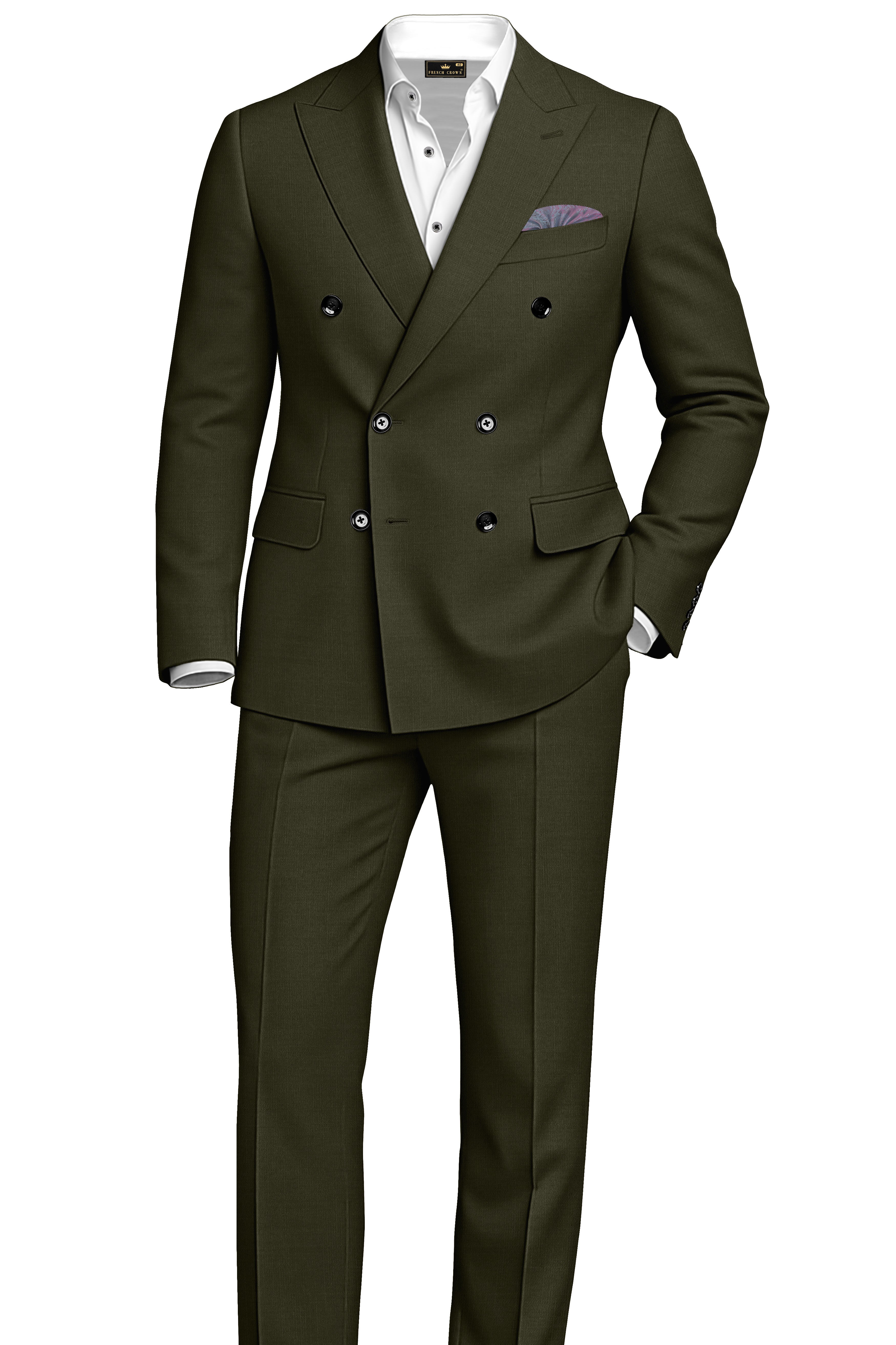 Mossley-Rangoon Green Wool Rich Slight Stretch Double Breasted Suit ST5509-DB-36, ST5509-DB-38, ST5509-DB-40, ST5509-DB-42, ST5509-DB-44, ST5509-DB-46, ST5509-DB-48, ST5509-DB-50, ST5509-DB-52, ST5509-DB-54, ST5509-DB-56, ST5509-DB-58, ST5509-DB-60
