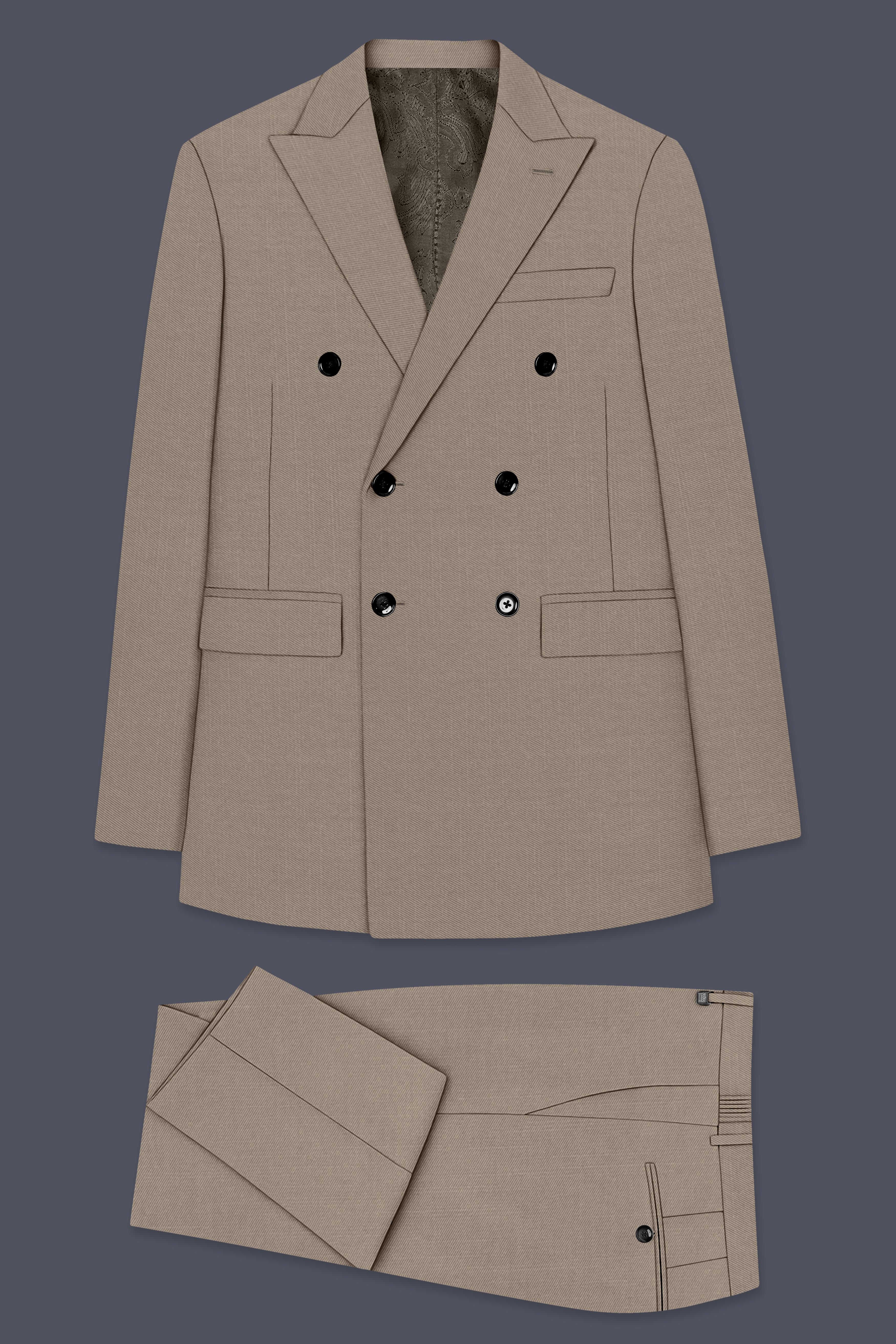 Umber-Stonewall Brown Wool Rich Slight Stretch Double Breasted Suit ST5511-DB-36, ST5511-DB-38, ST5511-DB-40, ST5511-DB-42, ST5511-DB-44, ST5511-DB-46, ST5511-DB-48, ST5511-DB-50, ST5511-DB-52, ST5511-DB-54, ST5511-DB-56, ST5511-DB-58, ST5511-DB-60