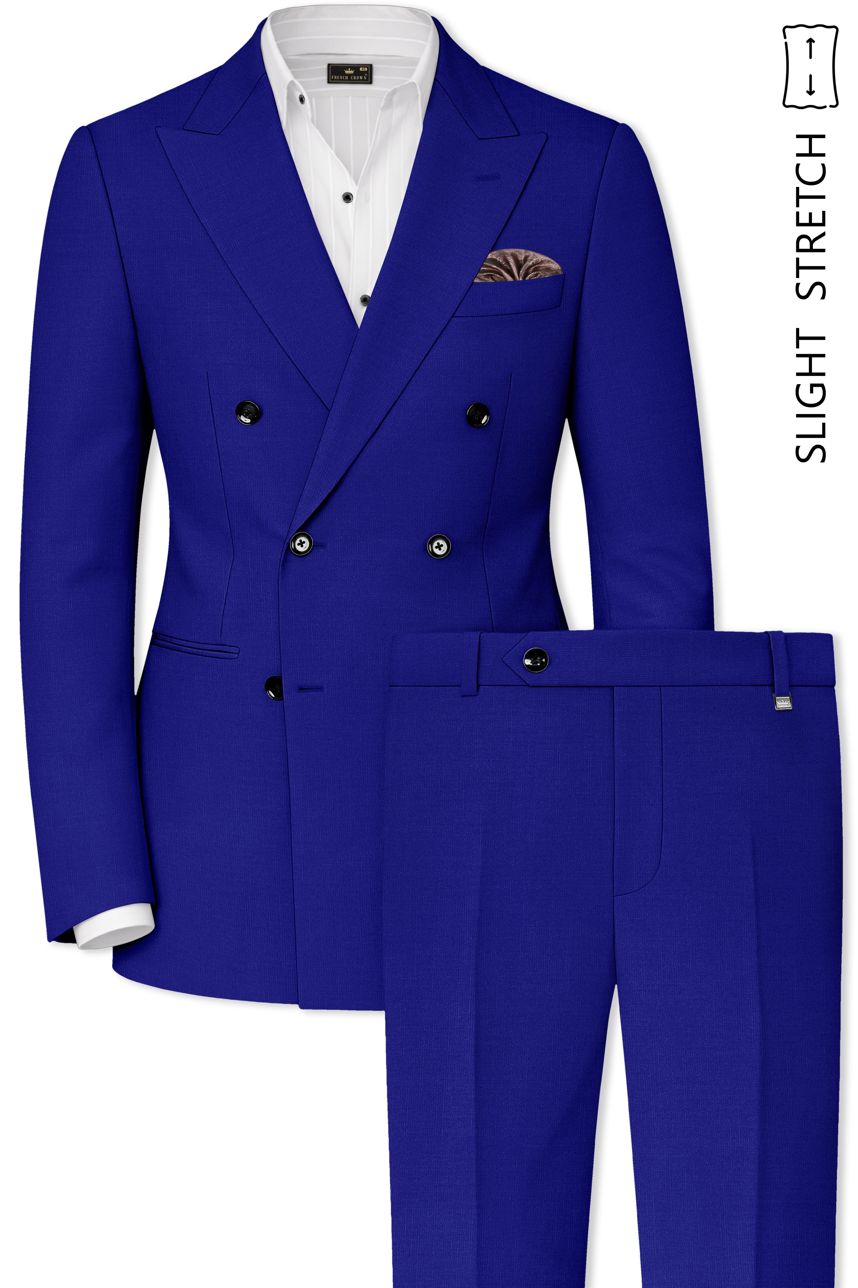 Stratos-Cobalt Blue Wool Rich Slight Stretch Double Breasted Suit