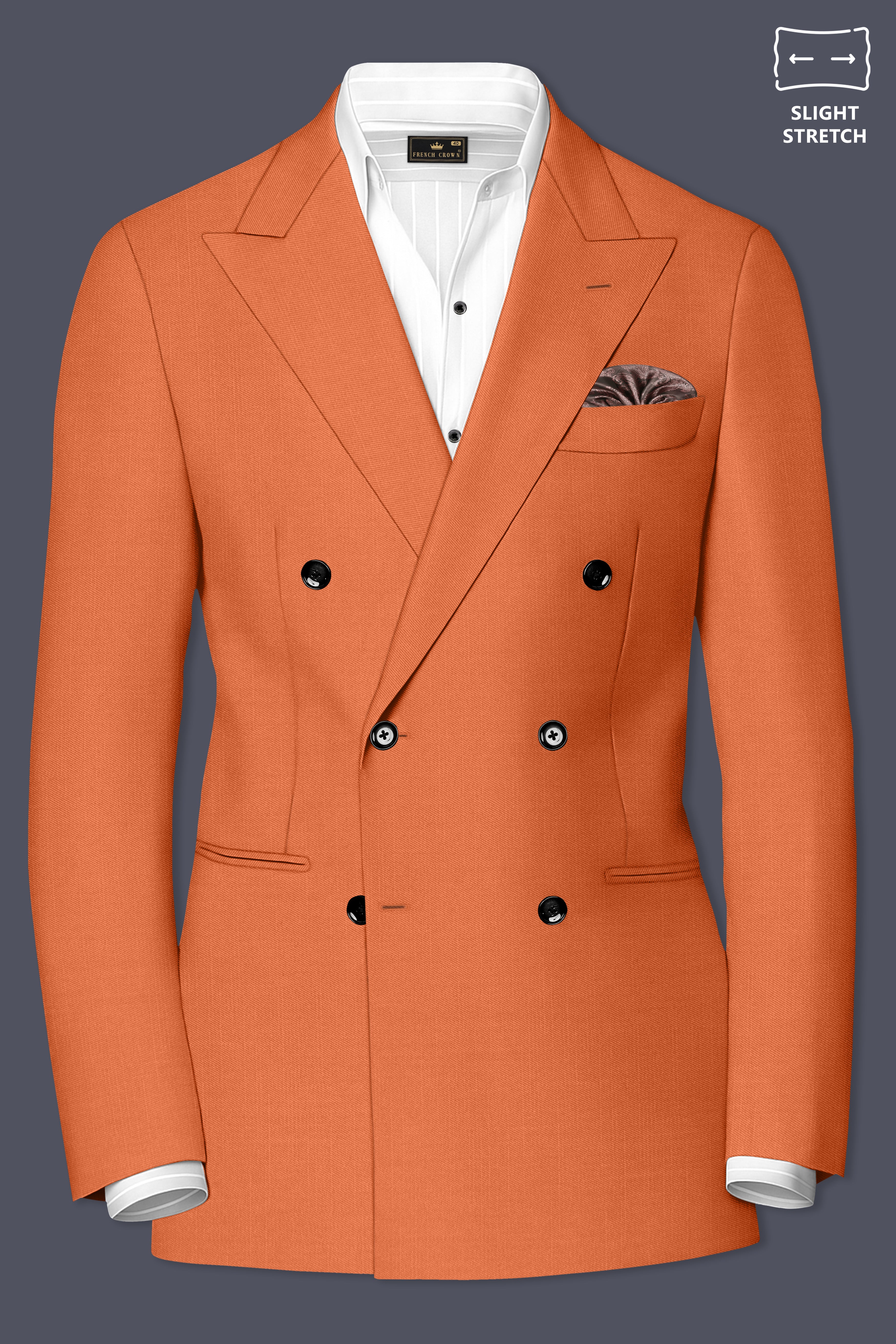 Prestige-Tuscany Orange Wool Rich Slight Stretch Double Breasted Suit